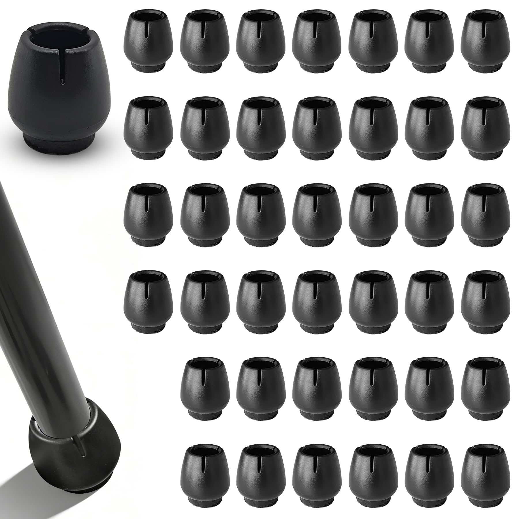 40 Pezzi Tappi per Sedie in Silicone Nero, Gommini Coprigambe Rotondi per Gambe di Sedie 12-16mm, Protezioni per Pavimento Antigraffio e Antiscivolo per Casa e Ufficio(NERO)