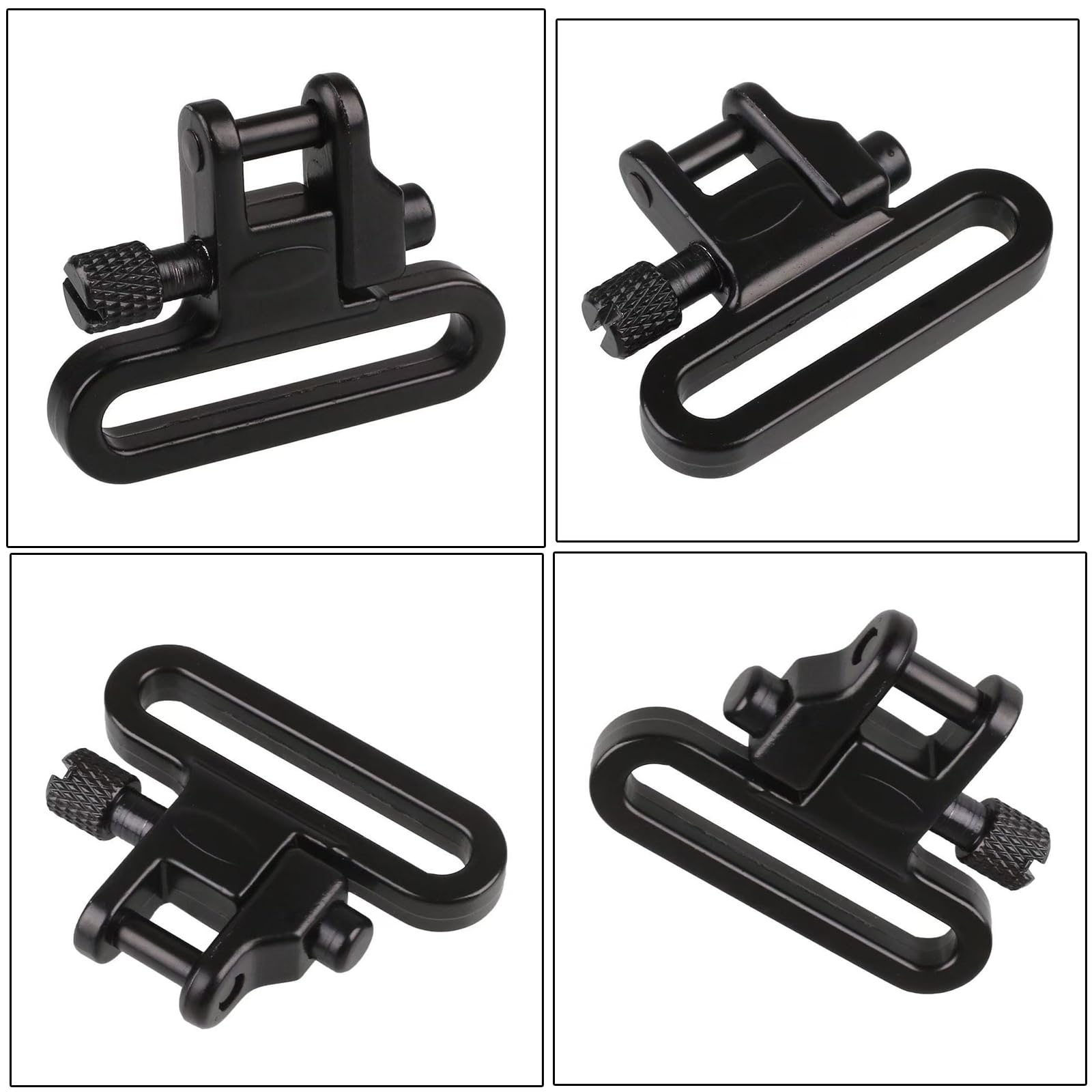Correa Giratoria de Liberación Rápida, Enganches Tácticos de Metal Resistente con Sistema de Triple Bloqueo, Compatible con Montajes Estándar y Bípodes, Juego de 4 Piezas Negro