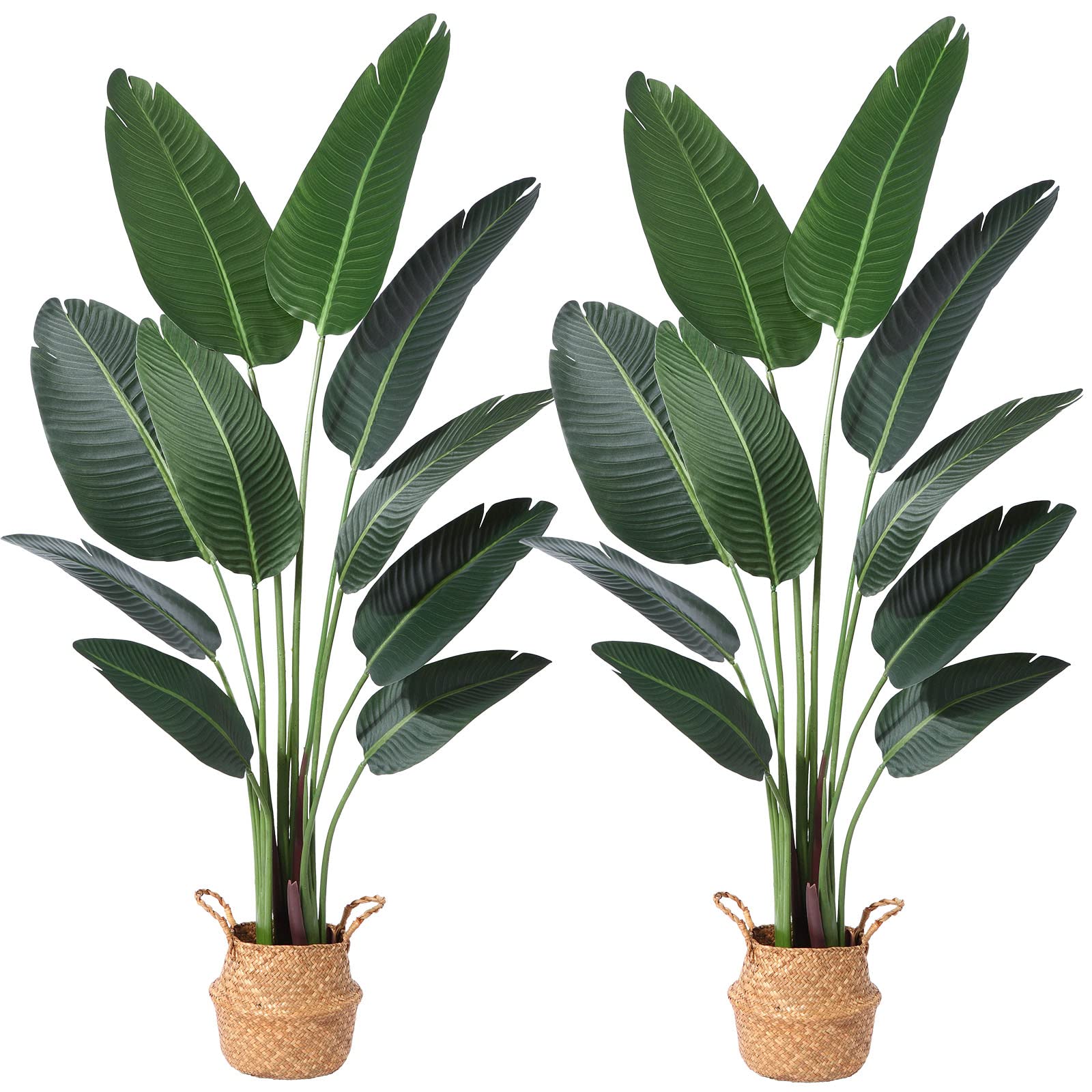 Ferrgoal Artificial Bird of Paradise Plants 5Ft Fake Tropical Palm Tree with 10 Trunks in Pot