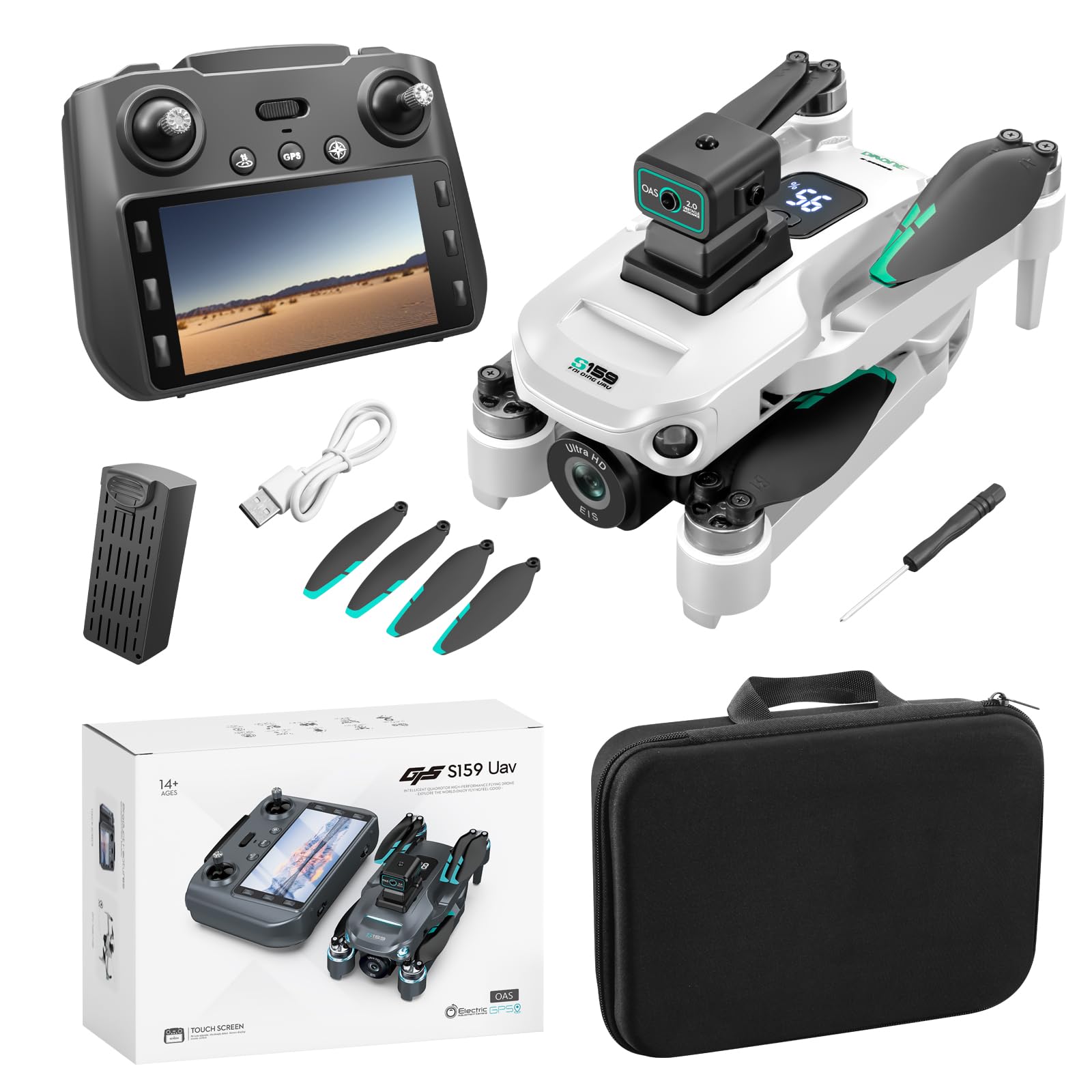 ikaufen S159 Drone with Built-in 5.9in screen control, GPS positioning, brush...