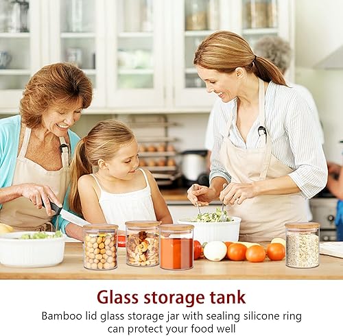 Miniatura 6 de SLifeJars - Tarros de vidrio con tapas de bambú de 16 onzas, 12 tarros de vidrio para almacenamiento de alimentos con etiquetas reescribibles,