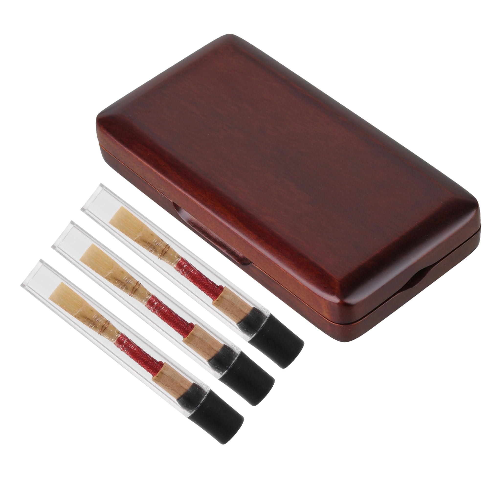 Bamboo Oboe Reeds German Style Handmade Medium Hardness Oboe Reed Replacement with Wooden Storage Box for Instrument Pack of 3