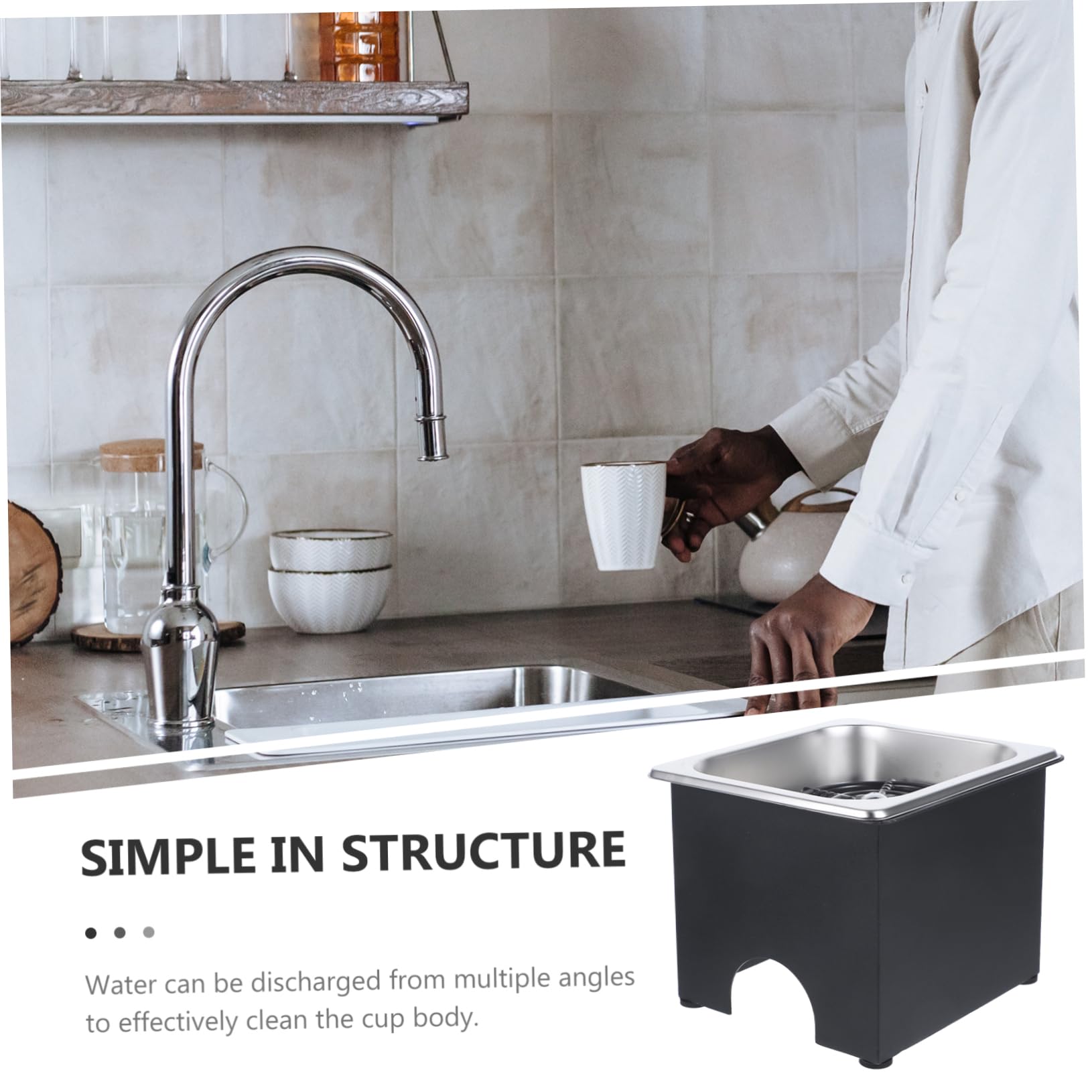 Artibetter Enjuagadora Limpieza Rápida y Completa de Vasos y Botellas de Acero Inoxidable Incluye Silicona y Manguera para Instalación para Bar y Restaurante
