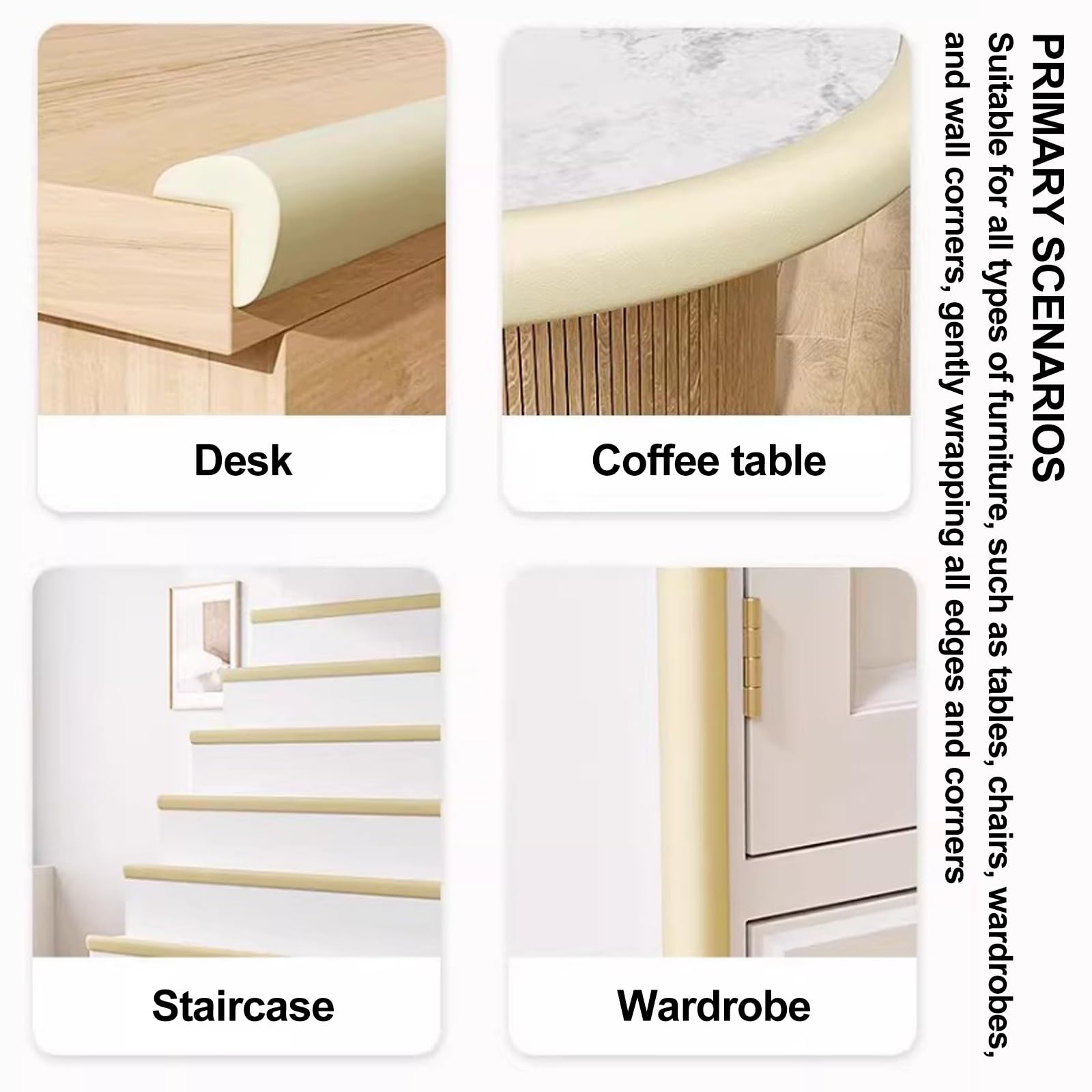 Protectores de esquina de espuma para muebles, tiras anticolisión suaves en forma de L/U con adhesivo fuerte para armarios, mesas y esquinas de pared