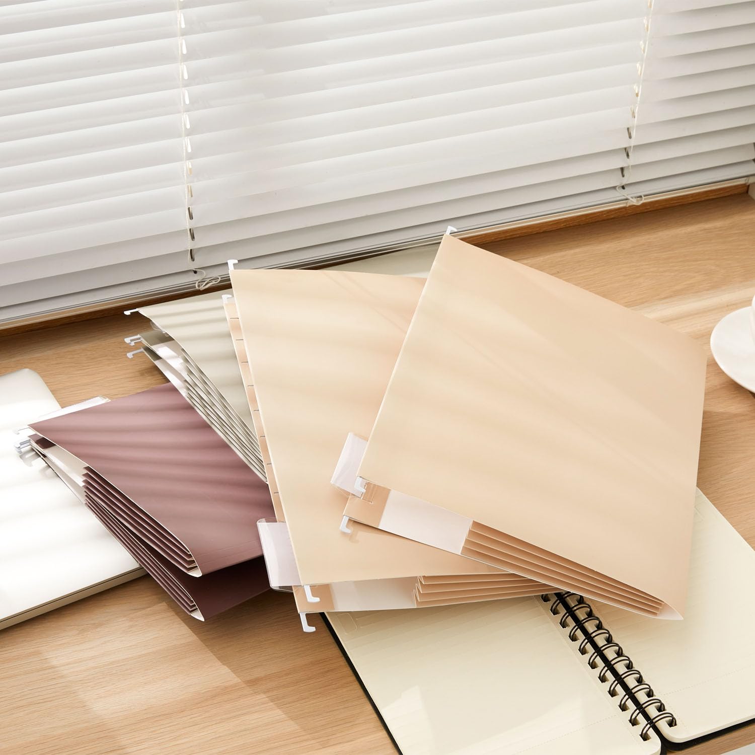 Paquete de 6 carpetas colgantes de capacidad extra, carpetas colgantes reforzadas tamaño carta con pestañas ajustables de 1/5 corte, carpetas colgantes expandibles para archivador, organizador