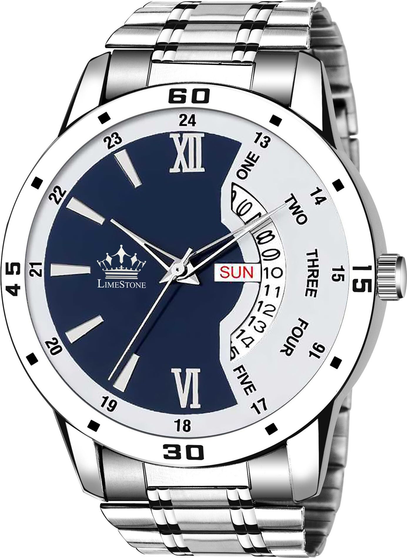 LIMESTONE Day and Date Functioning Steel Strap New Quartz Analog Watch - for Men () (B0D985D2V9) Amazon Price History, Amazon Price Tracker