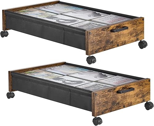 Vista 6 de Almacenamiento debajo de la cama con ruedas, cajones de madera debajo de la cama sobre ruedas, almacenamiento de zapatos rodante debajo de la cama