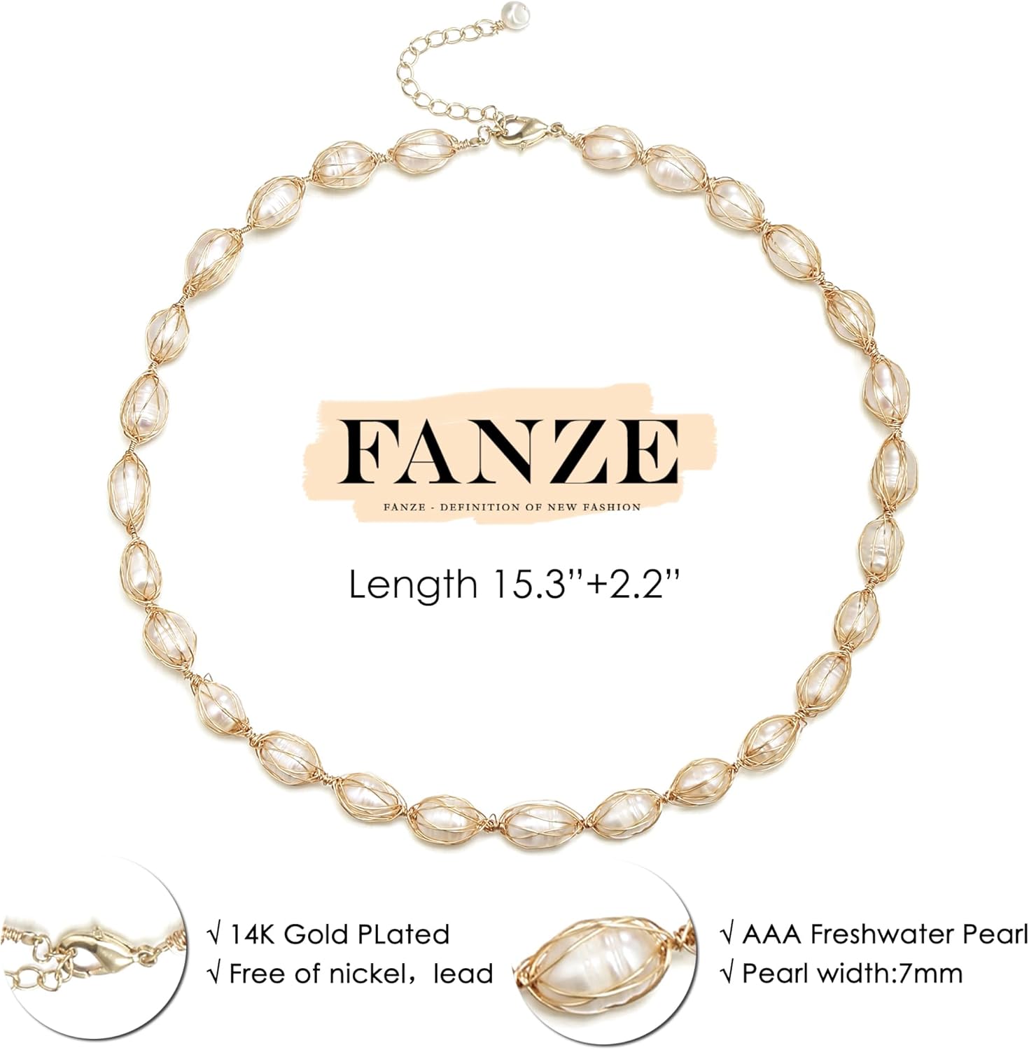 FANZE Baroque Pearl Choker Necklace for Women, Natural Real Ivory Freshwater Cultured Pearl Colorful Irregular Turquoise Colorful Gemstone Crystal Beads, Boho Charms Elegant Statement Jewelry Gifts
