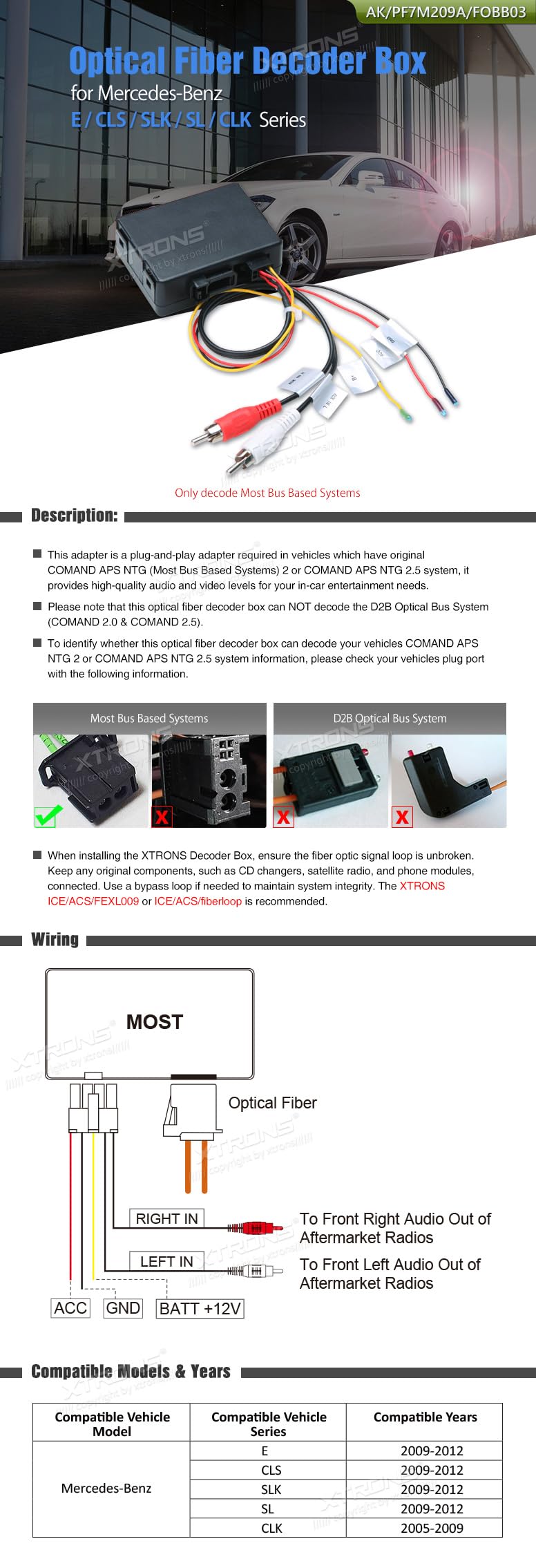 Amazon.com: XTRONS Optical Fiber Decoder Box for Mercedes-Benz E