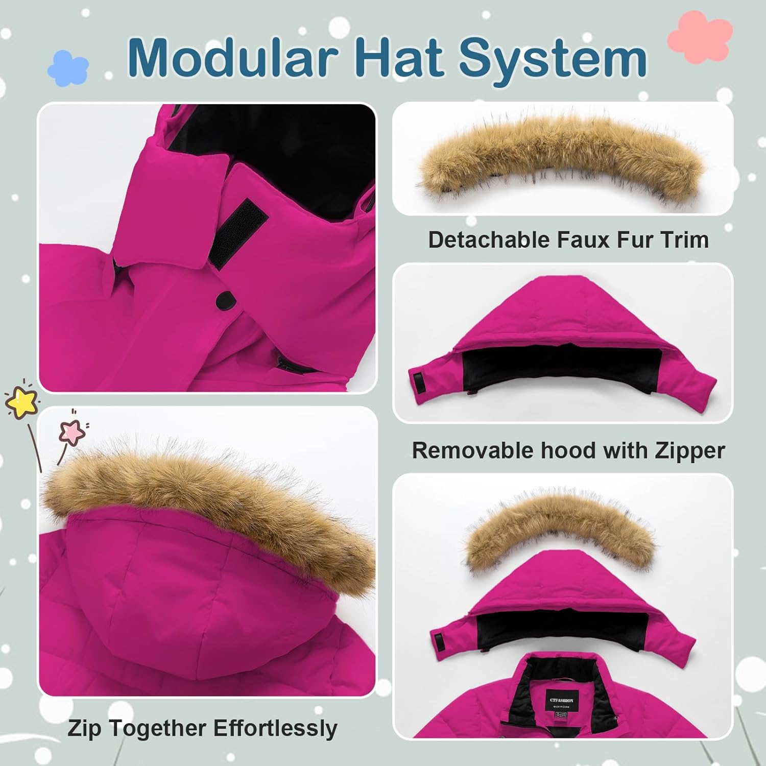 Girl's Puffer Jacket Kids Long Winter Coats Heavyweight Parka Warm Fleece Snow Outerwear with Removable Fur Hood - Image 7