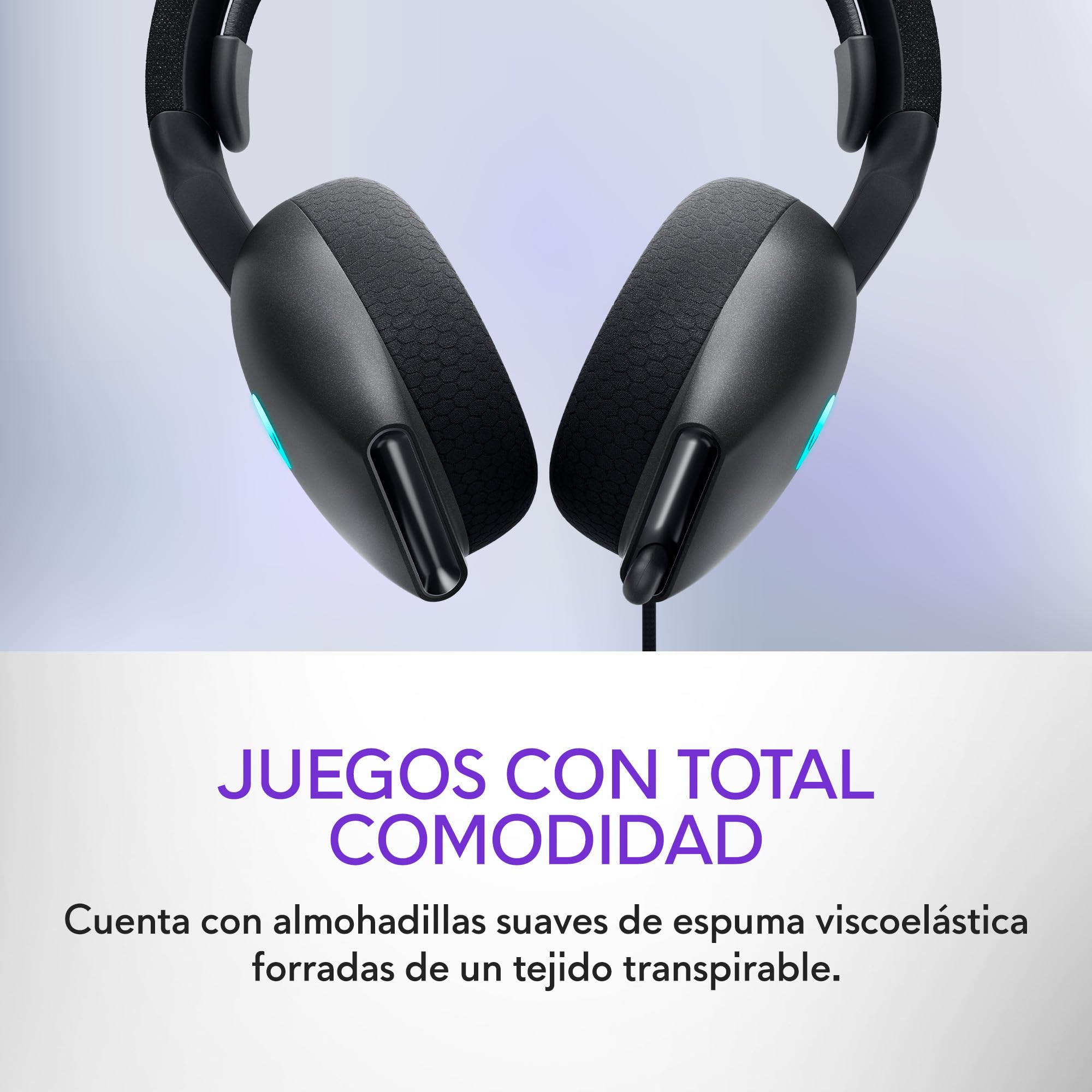 Alienware Wired Gaming Headset - AW520H | Micrófono Boom, cancelación, RGB AlienFX, espuma de memoria, peso 219 g, compatibilidad Windows, carga rápida 15 min