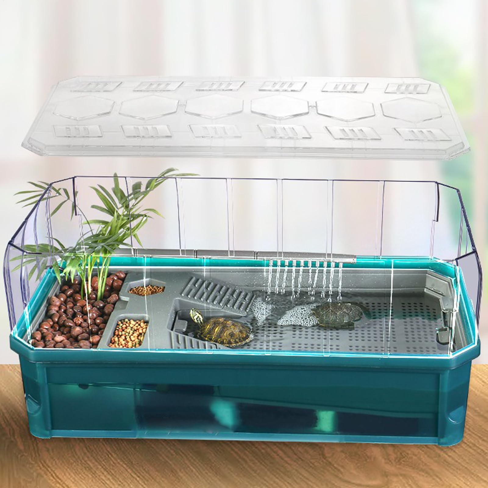 Acuario para Tortugas | Caja de Hábitat Interior Multiusos con Filtro | Hábitat Natural para Hierba Blanca