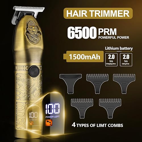 Miniatura 4 de RESUXI Professional Hair Clippers for Men T-Blade Trimmer Electric Shavers Razor Set,Cordless Beard Trimmer for Men Barber Clippers for Hair Cutting