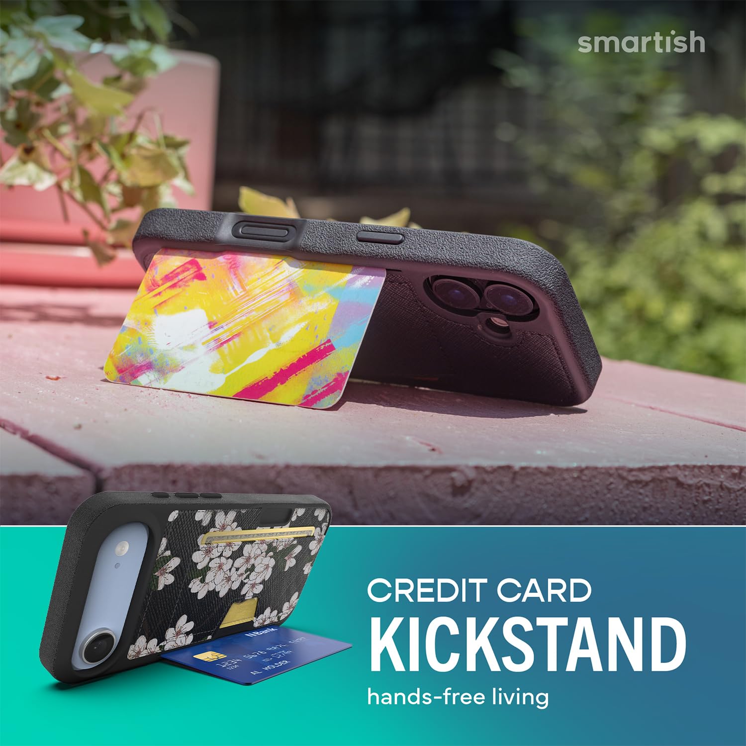 Smartish®, Wallet Slayer Vol. 2 - Funda tipo cartera para iPhone Air con tarjetero con protector para tarjetas y soporte, a prueba de caídas, modelo Very Cherry Blossom