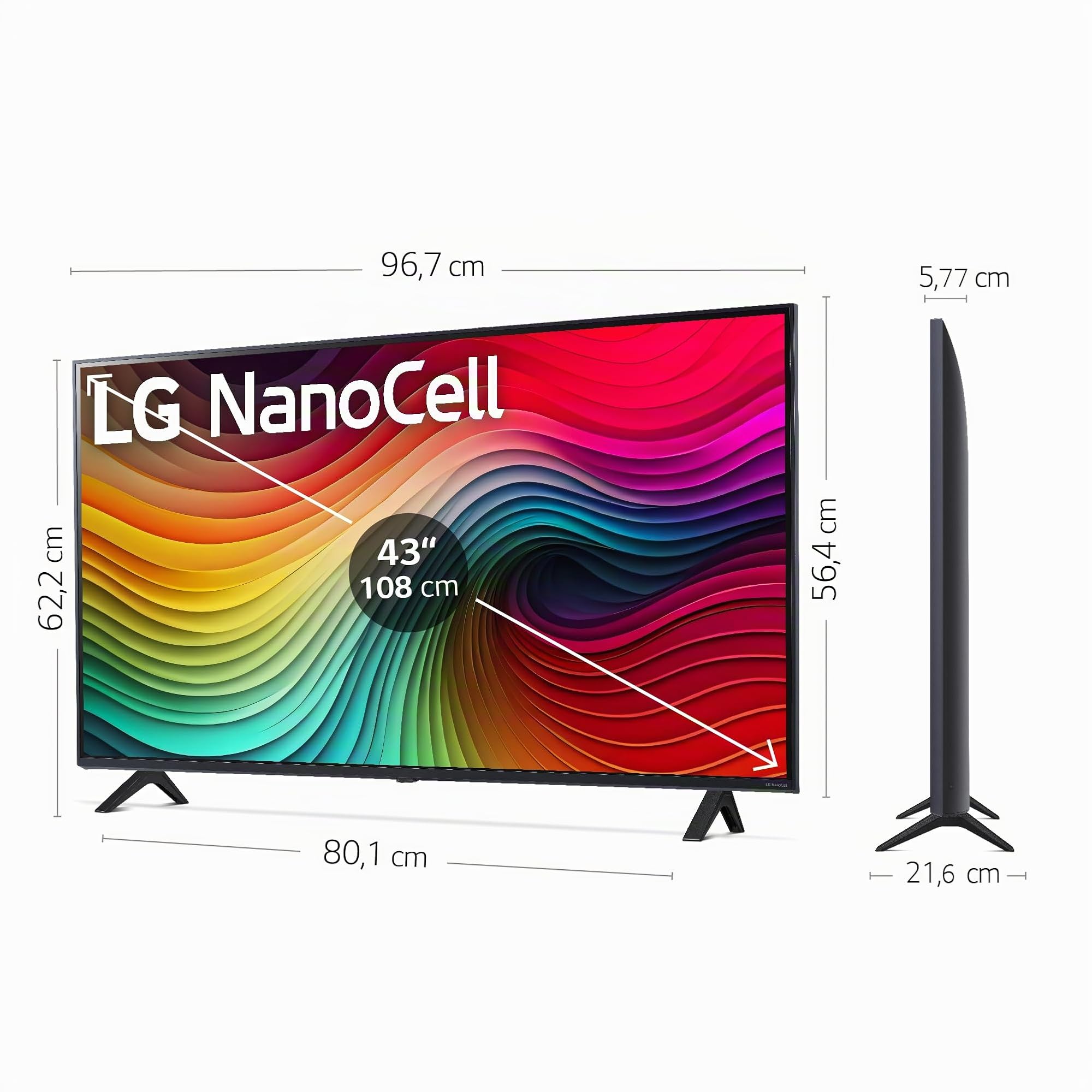LG 43NANO81T6A 43", 4K NANOCELL, Smart TV, HDR10, WebOS24, Serie 81, Procesador Potente e Inteligente, Dolby Digital Plus, Gaming, Alexa/Google Assistant, Negro