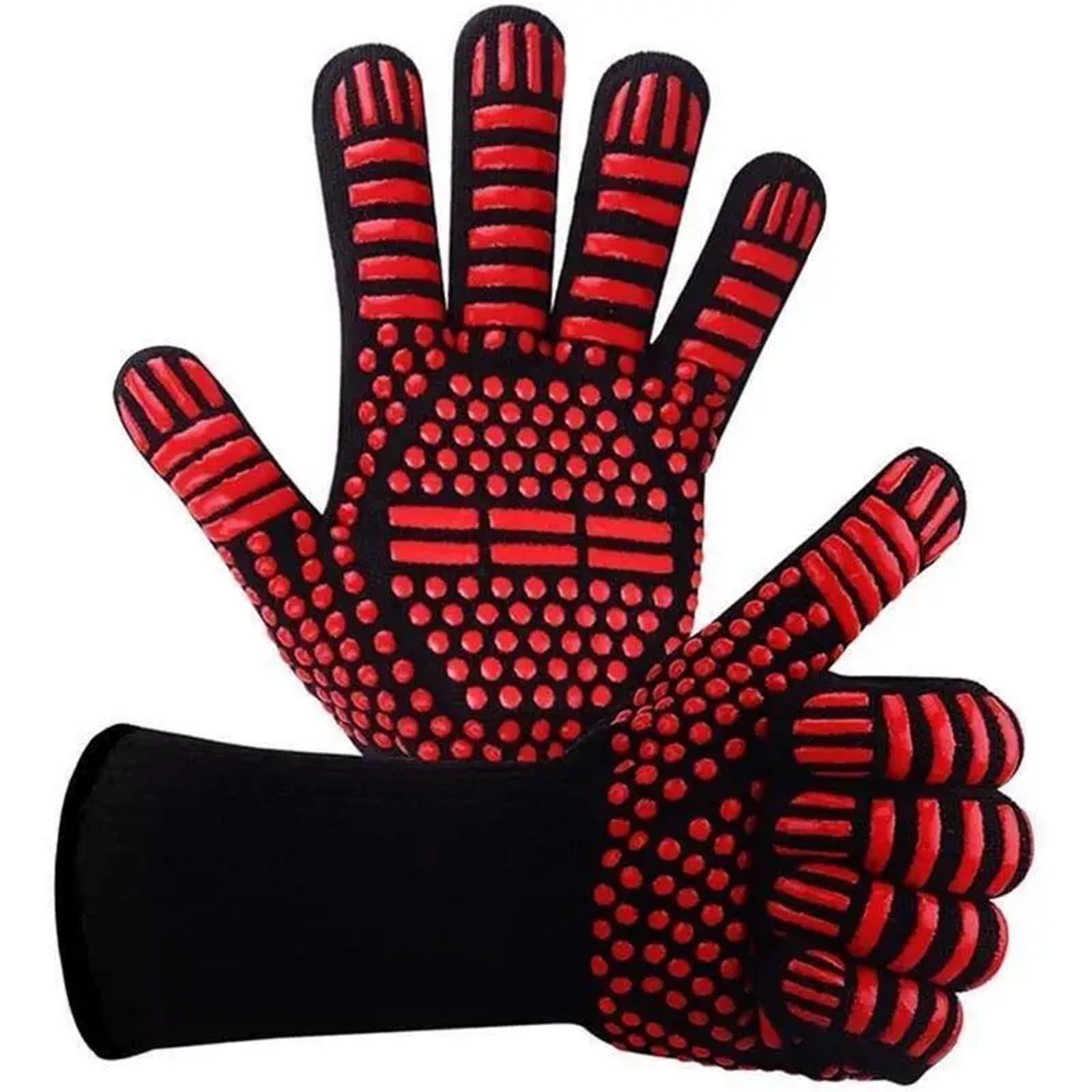 1 Paire de Gants Barbecue 1472 ° F résistants à la Chaleur, Mitaines Four ignifuges, Longues en Silicone, grillade for Cuisine, Fumeur, Camping pour Barbecue(Red 1Pair)