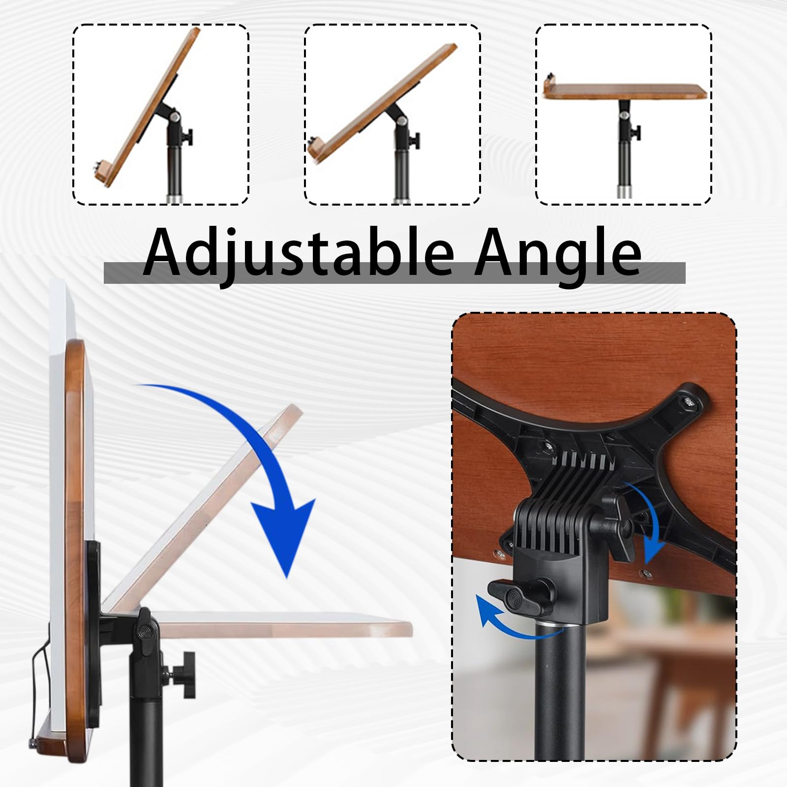 Stehpult, Verstellbarer Buchständer Standing Desk Höhenverstellbarer 80-130 cm Beweglicher Computertisch Mobile Notenständer Tisch Projector Stand Tragbarer Podiumständer für Schule, Büro, Kirche