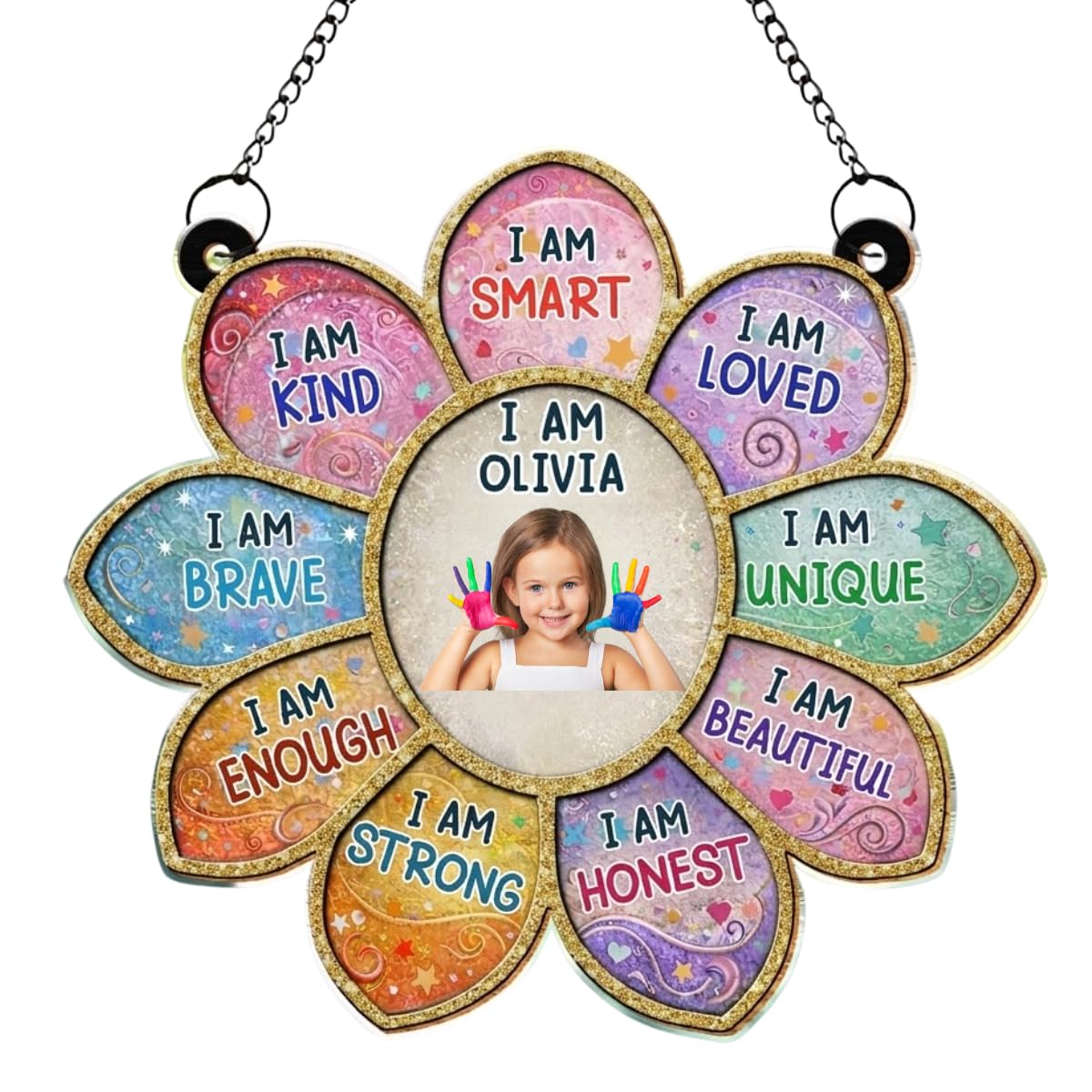 I Am Smart I Am Kind I Am Brave Suncatcher Ornament I Am Smart Loved Unique Affirmation Flower