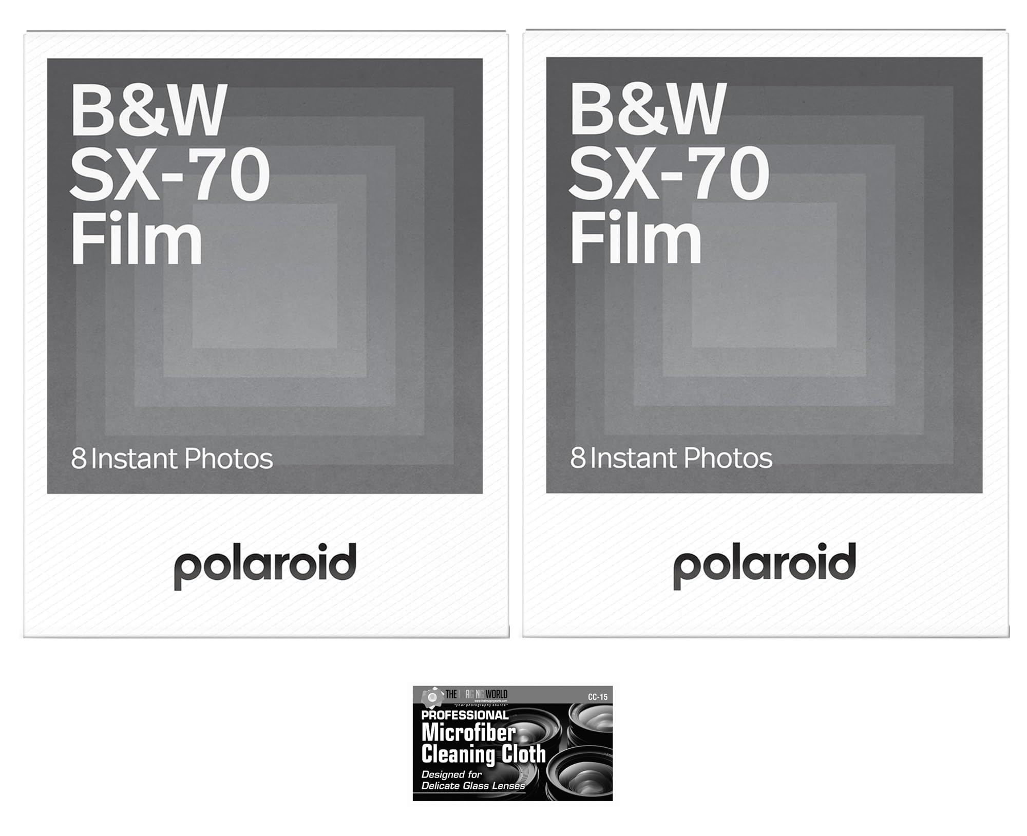 Polaroid Lot de 2 films noirs et blancs pour appareil photo instantané SX70 16 photos
