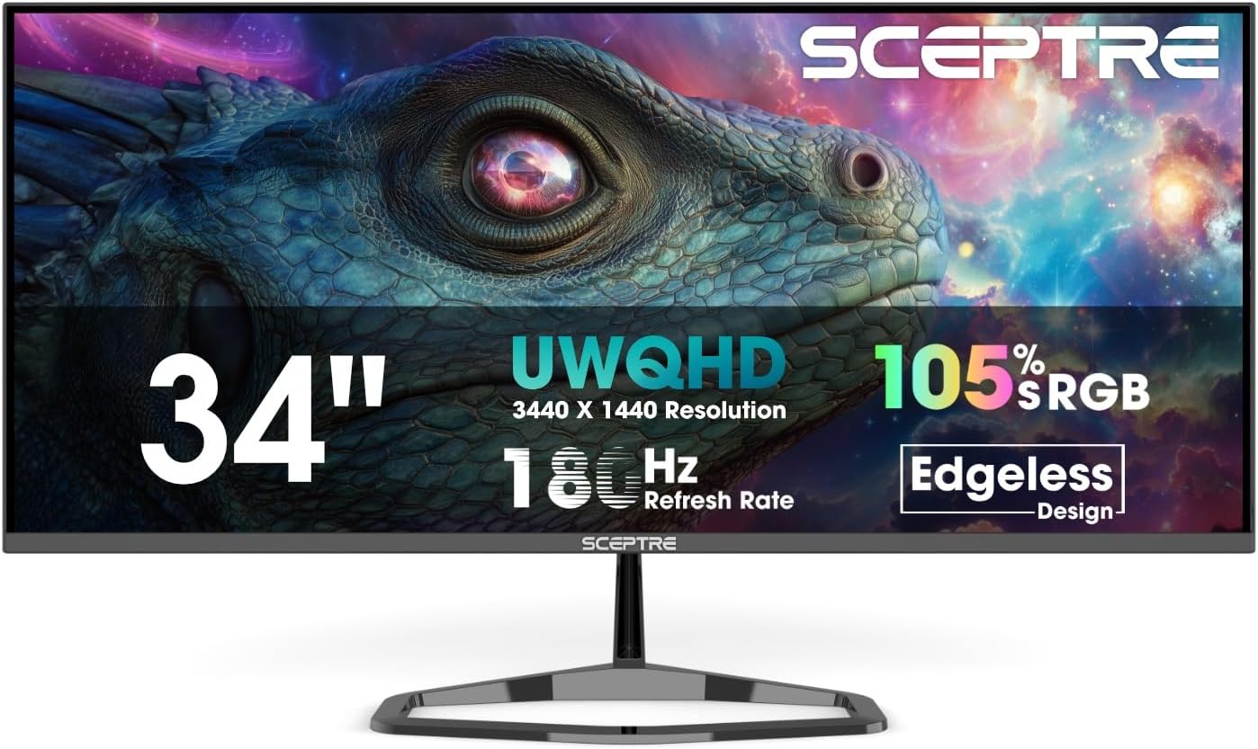 New! Sceptre 34-inch Prime Gaming Monitor 3440 x 1440 up to 180Hz DisplayPort HDMI Build-in Speakers, Machine Black 2027 (E345B-QU180D Series) 3 718BPlQVUnL. AC SL1403