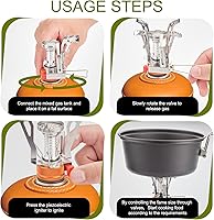 Vista 3 de Portable Camping Stove with Piezo Ignition 3000W Windproof Backpacking Stove Compact Gas Burner for Butane/Propane Mix Stable Support for 1-3