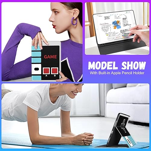 Miniatura 10 de Funda para iPad de 987 generación de 10.2 pulgadas para niñas, diseño de flores, funda inteligente, portalápices femeninos, bonitos, estéticos,