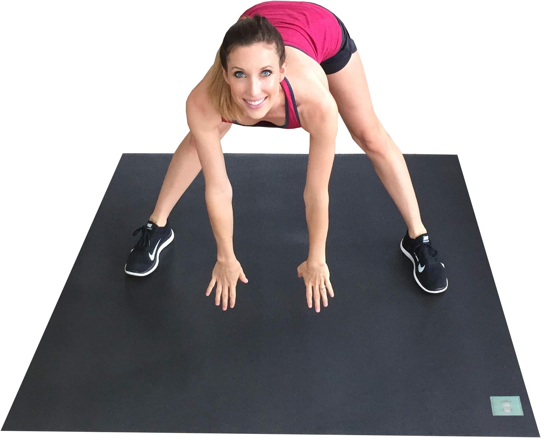 Biarritz by Square36 Large Exercise Mat 4 Ft x 4 Ft. Perfect for Cardio, Kickboxing, MMA, HIIT & TAM. This Multipurpose Workout Mat is for Use With or Without Shoes. Square36 Fitness Mat.