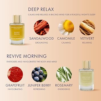 Aromatherapy Associates Perfect Partners Gift Set, Bath & Shower Oils | Premium Oils in Decorative Gift Box, Includes Deep Relax and Revive Morning Blends, 2-Piece Set, 0.3 fl oz each