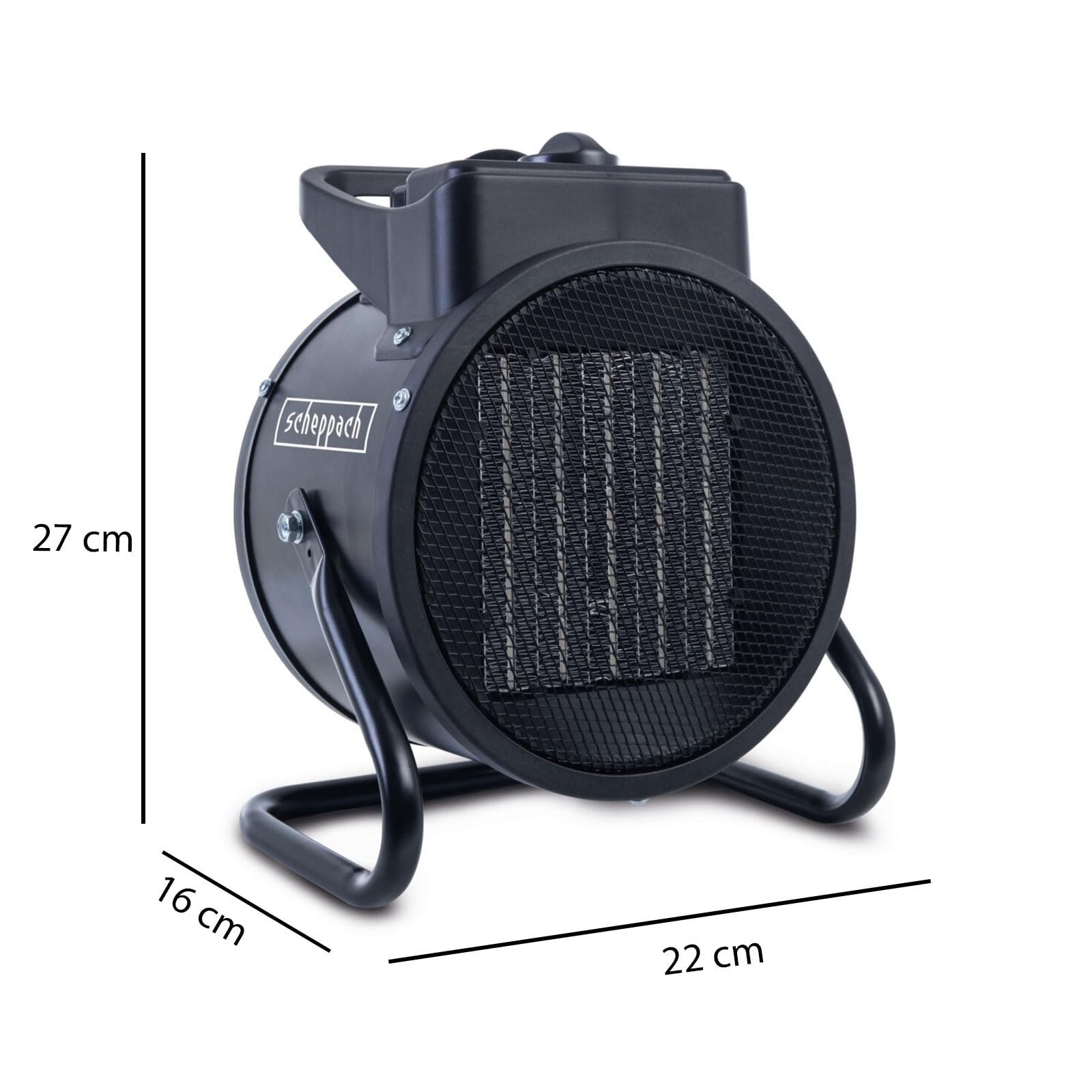 Scheppach EH3000 Elektro Heizer 3000W 2000W stufenlos | 320 m³/h Luftmenge | 5–85 °C | Ventilator & Heizung Keramik Heizlüfter | bis 60 Kubikmeter | 3 Heizstufen | Überhitzungsschutz & Tragegriff