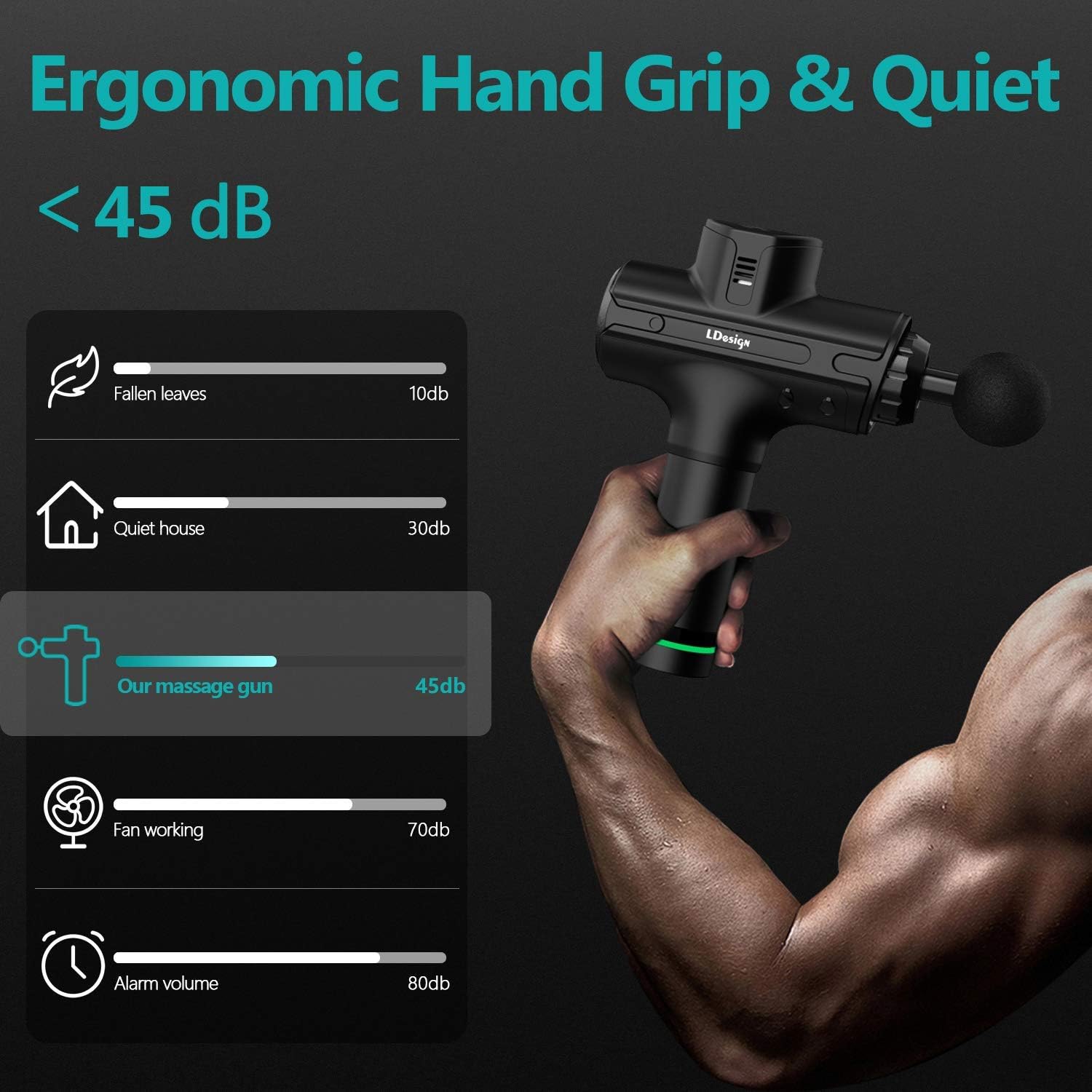 LDesign Massage Gun, High-Torque Brushless Motor Professional Deep Tissue Percussion Muscle Massager, 30 Speed High-Intensity Vibration, 11 Massage Heads, Black 122-A03