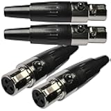 CESS 3-Pin Mini XLR Jack, 3 Pin Mini XLR Cable Connector Adapter for Audio Devices, 4 Pack