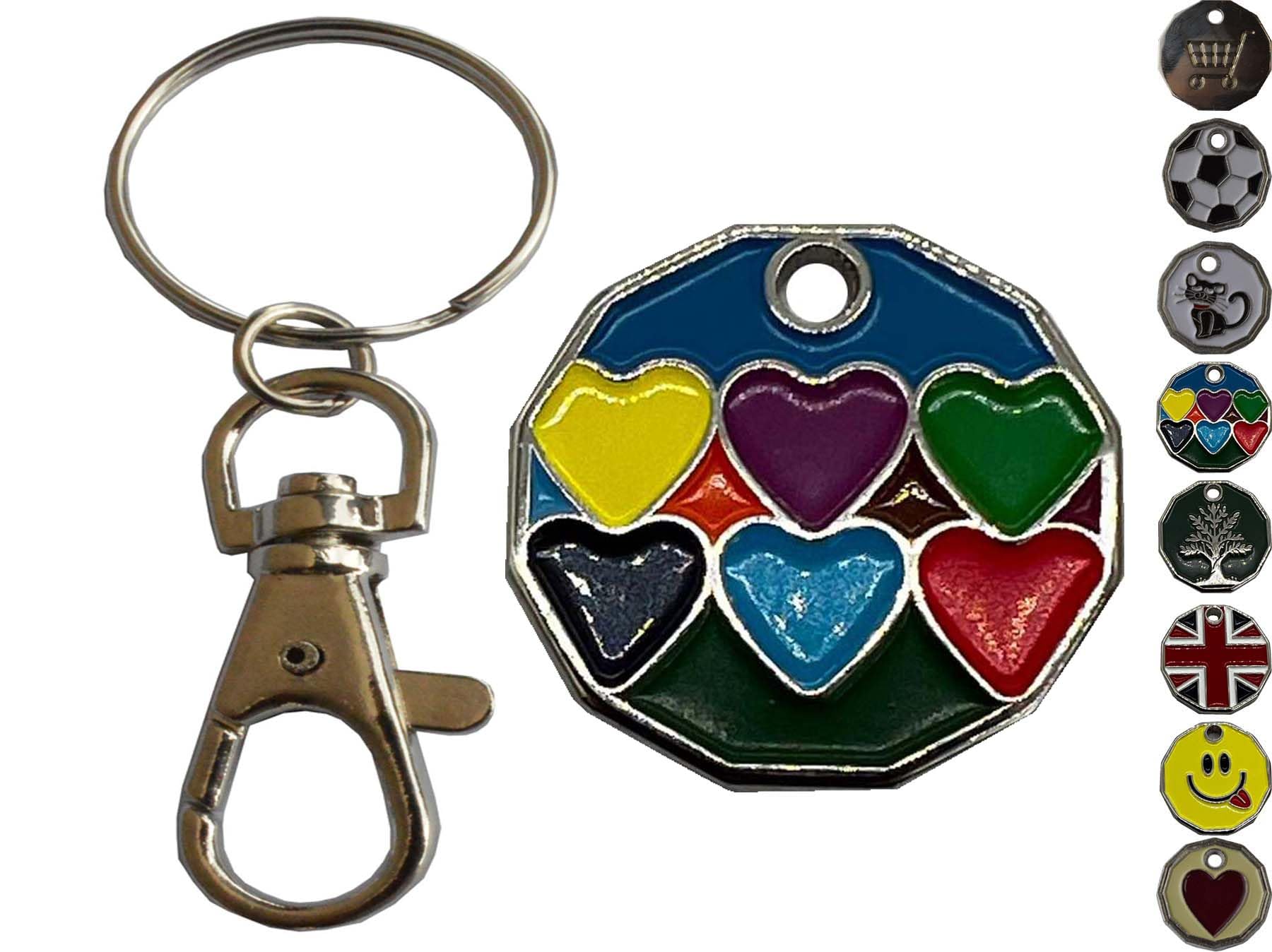 ROKEL Trolley Token Keyring 1Pc – £1 Coin Shape Tokens Key Rings for Shopping Trolleys, Supermarkets, Gym Lockers, Reusable, Lightweight & Handy Keychain (1, Heart)