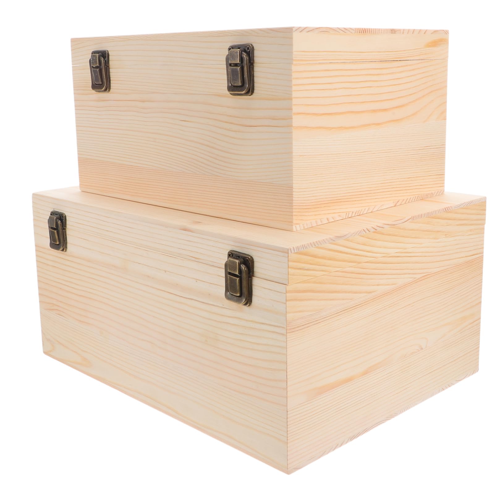 DOITOOL 2pezzi Scatola in Legno con Coperchio Incernierato Scatola Portaoggetti in Legno Naturale Non Verniciata Grande Capacità per Ricordi Gioielli Organizzazione Fai da Te per Artigiana