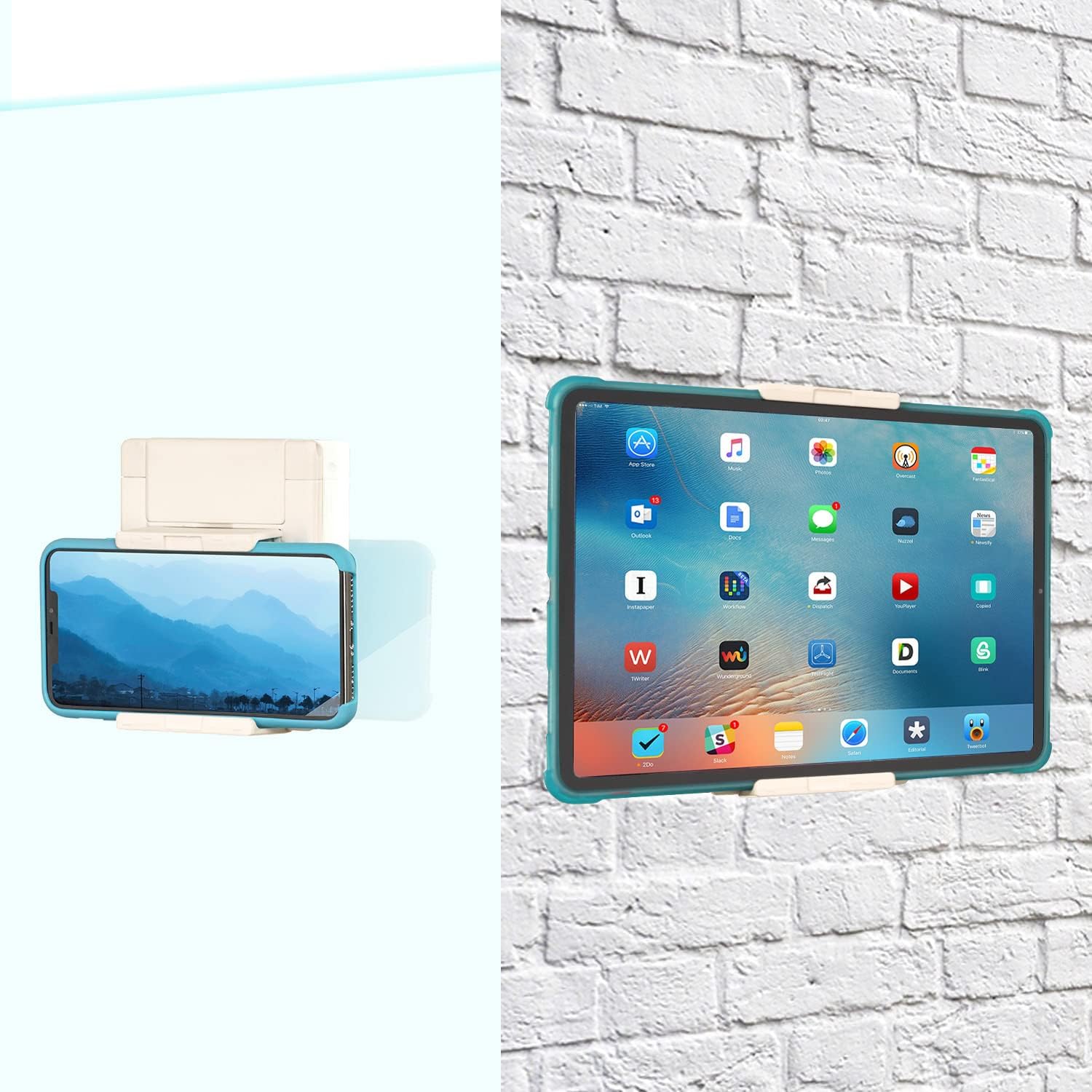 TFY Tablet Wall Mount, Kitchen Wall Mount for Tablets and Smartphones, Fits on Kitchen, Bathroom, Bedroom, Readingroom and More (White)