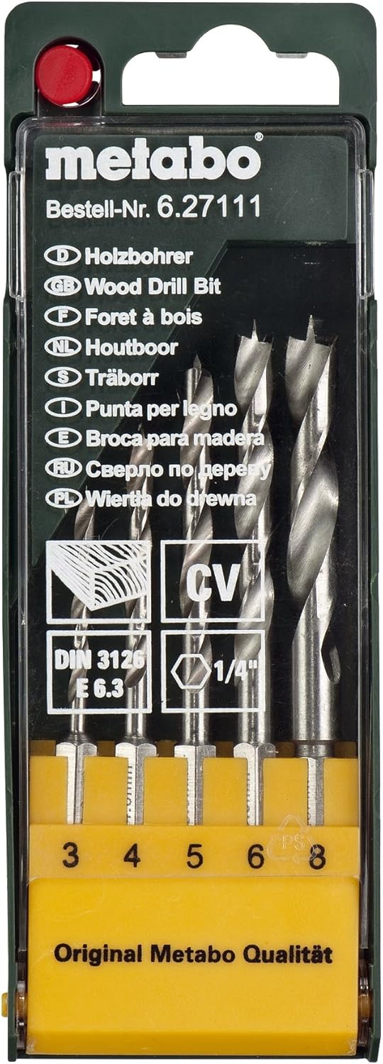 Metabo 627111000 Wood Drill bit Storage case, 5-Piece, Green