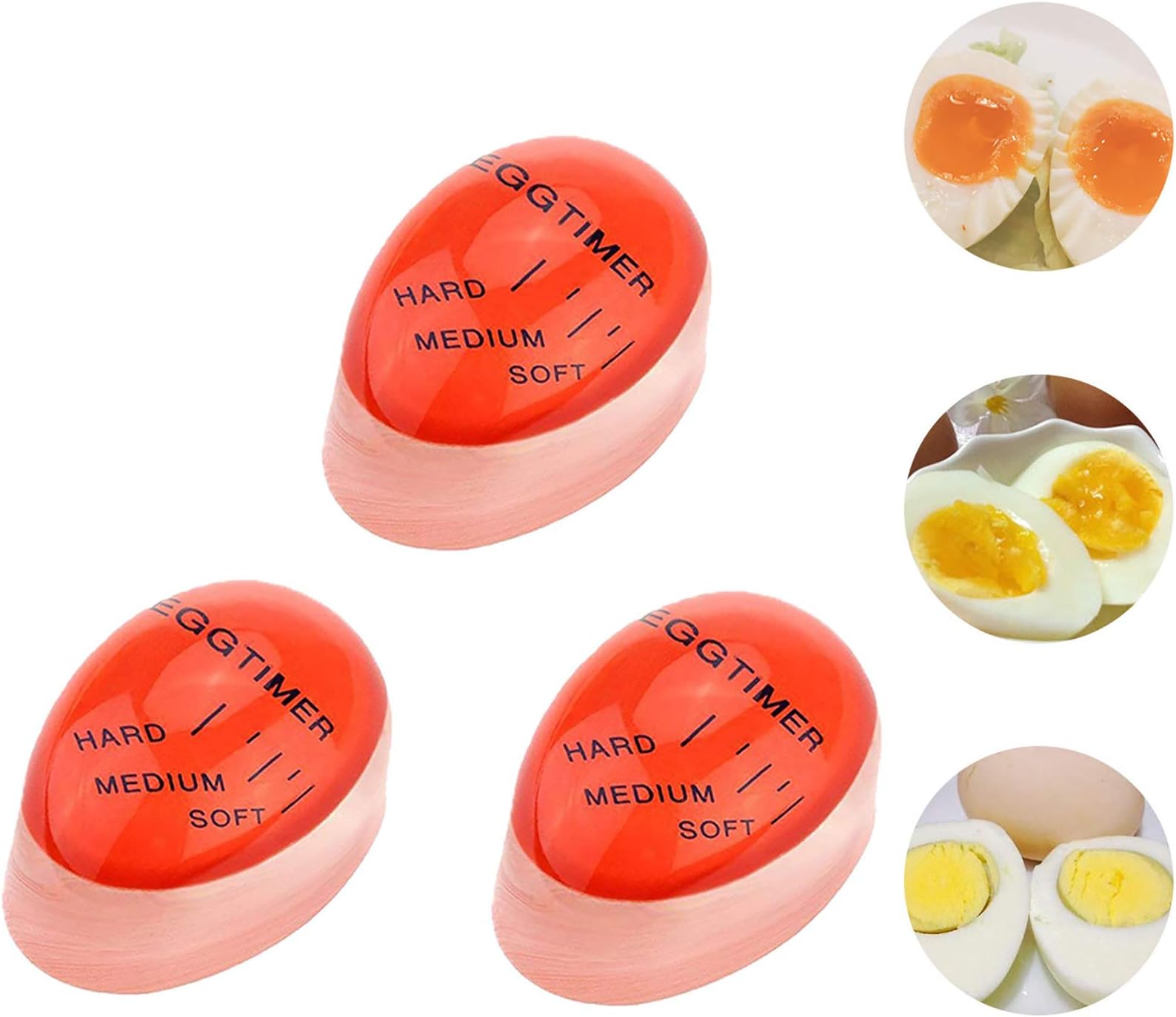 3 Pack Egg Timer Heat Sensitive Hard Medium Soft Boiled Color Changing Reusable Perfect Egg Timers
