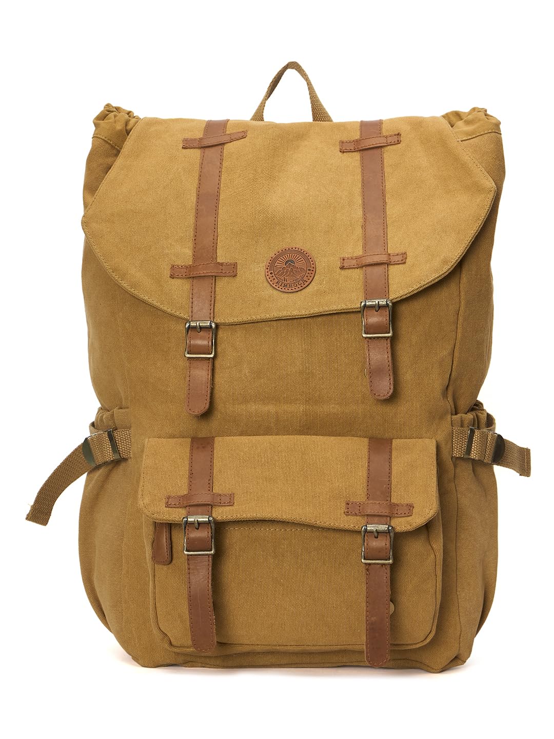 Vintage Canvas Backpack, Large Capacity Rucksack with Leather Straps, Tan Brown For Men's-image-49