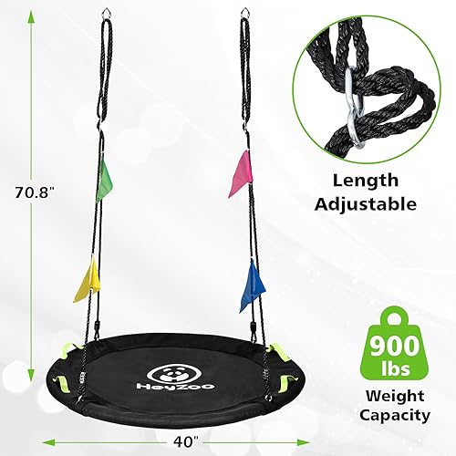 Miniatura 4 de Columpio de árbol de 40 pulgadas para niños, capacidad de peso de 900 libras, con correas ajustables para colgar, para patio trasero y exteriores