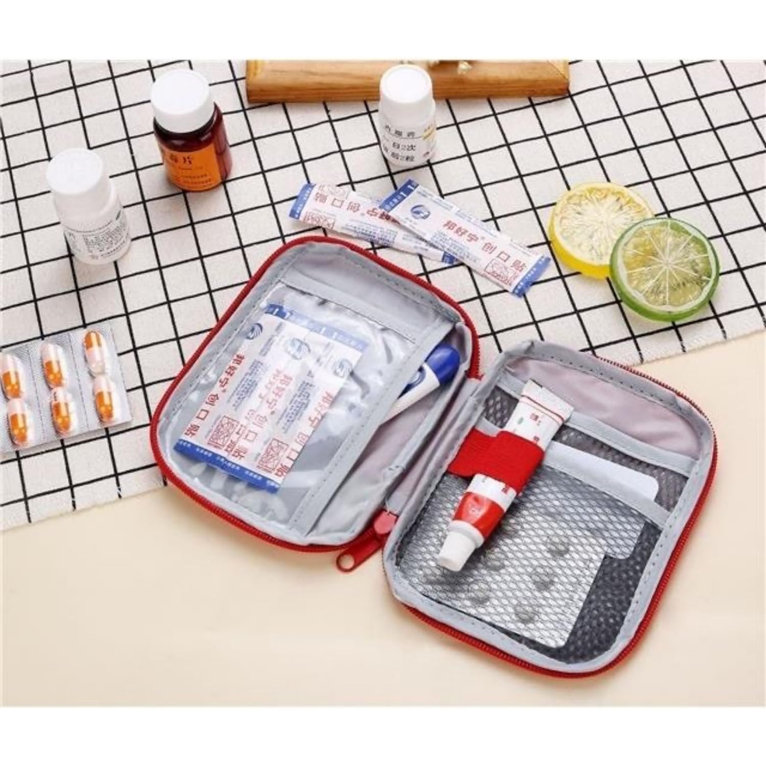 Botiquín de Primeros Auxilios,2 Piezas Kit de Primeros Auxilios,Bolsa para medicamentos Botiquin Viaje para Viajar Camping Casa Senderismo (Rojo)