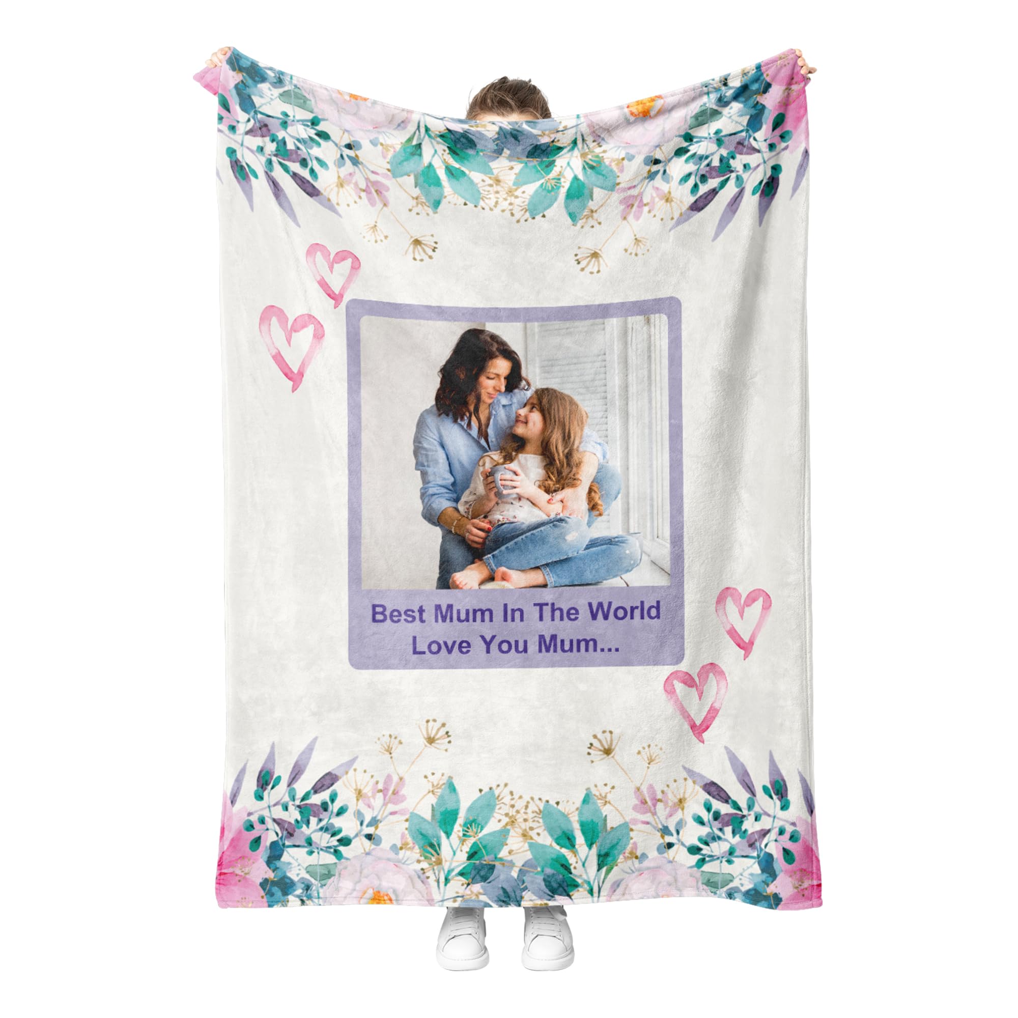 Print Maniacs 3.1 Photo Personalised Gifts For Mum, Mothers Day Blankets With Love Sayings, Birthday Presents For Mum From Daughter Son Children, Christmas Valentines Thanksgiving Gift For Mummy