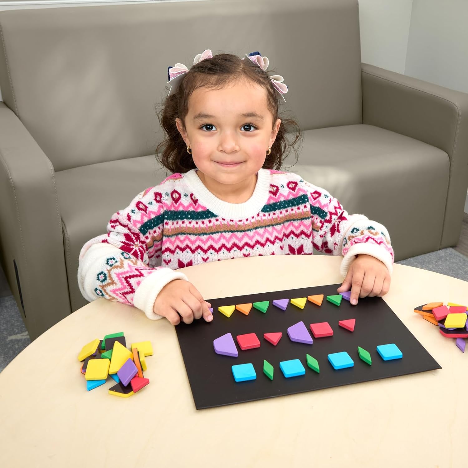 Excellerations Magnetic Foam Shape Building Pattern Blocks and Boards, 12 inch x 9 inch Boards, 184 Pieces, Early Math Skills, Educational Toy, Preschool, STEM, Kids Toys