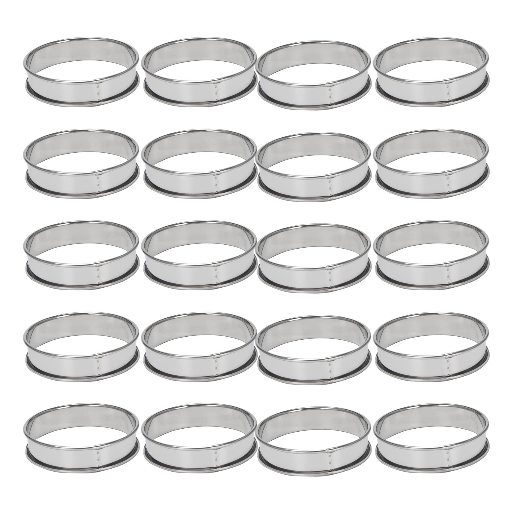 Hndhbfgrt 4 Inch Muffin Rings Crumpet Rings, Set of 50 Stainless Steel Muffin Rings Molds Double Rolled Tart Rings Round Tart Ring