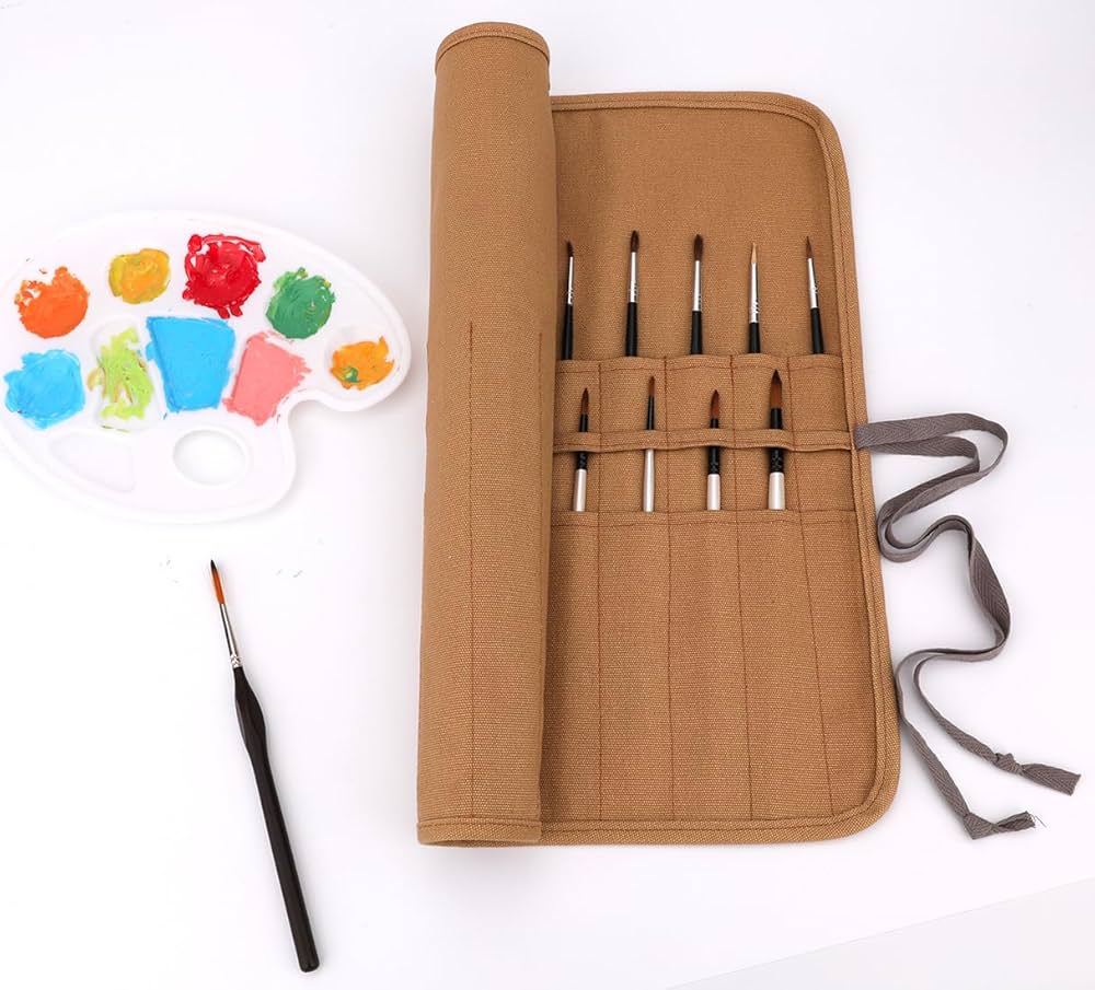 Roll Up Paint Brush Holder, Portable Brush Case For Artists, Canvas