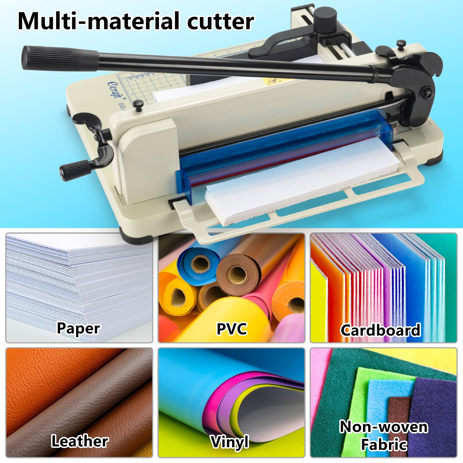 Ecraft Taglierina a ghigliottina resistente da 30,5 cm, capacità 400 fogli, in acciaio massiccio con lama HSS, taglierino industriale commerciale per ufficio, scuola, stamperia, blocco di sicurezza e