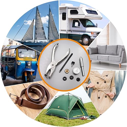 Miniatura 6 de Kit de 274 piezas de tornillos de metal a presión de acero inoxidable de grado marino, botones a presión con punzón de agujero y herramientas de