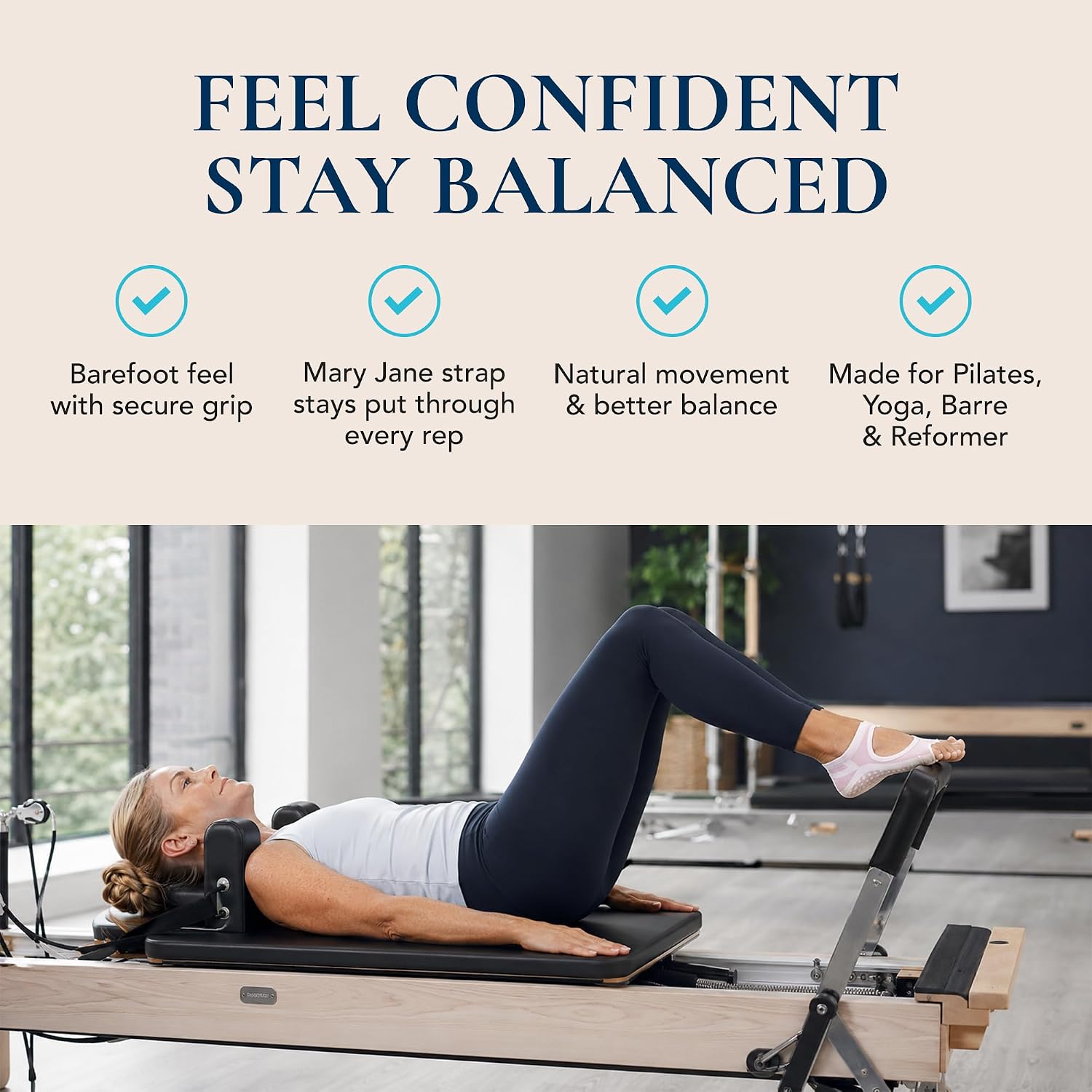 Tucketts Allegro Toeless Pilates Socks with Grips for Women, Non-Slip Open-Toe Grip Socks for Yoga, Barre, Dance, Reformer, Home - Moisture-Wicking, S/M, Size 6-9 - Relaxing Petal - 1 Pair