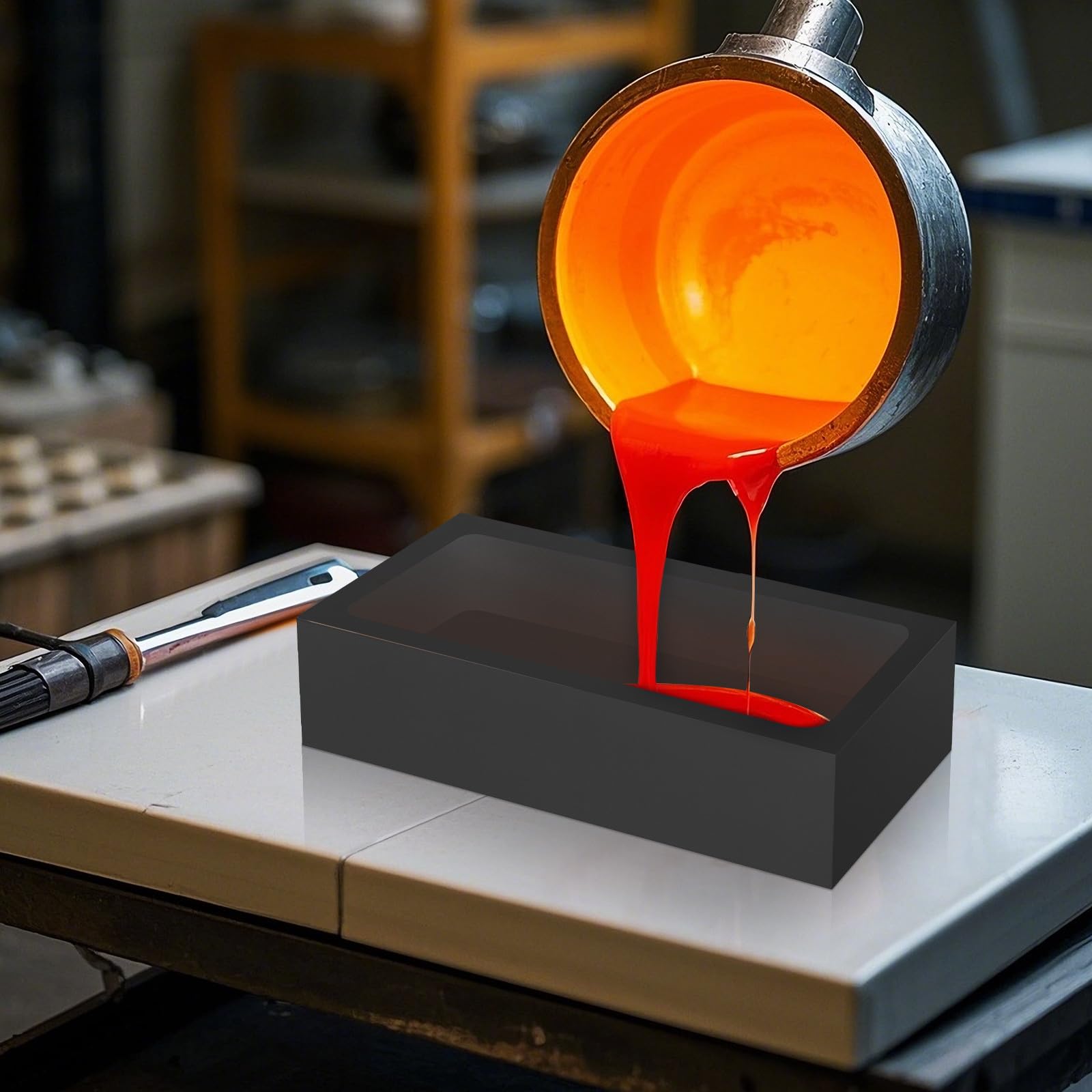 Beaupretty Stampo in Grafite Nero per Colata di Metallo e Olio, 3 Pezzi, Alta Stabilità Termica, Applicazione Versatile per Industria Petrolifera e Strumenti da Forno