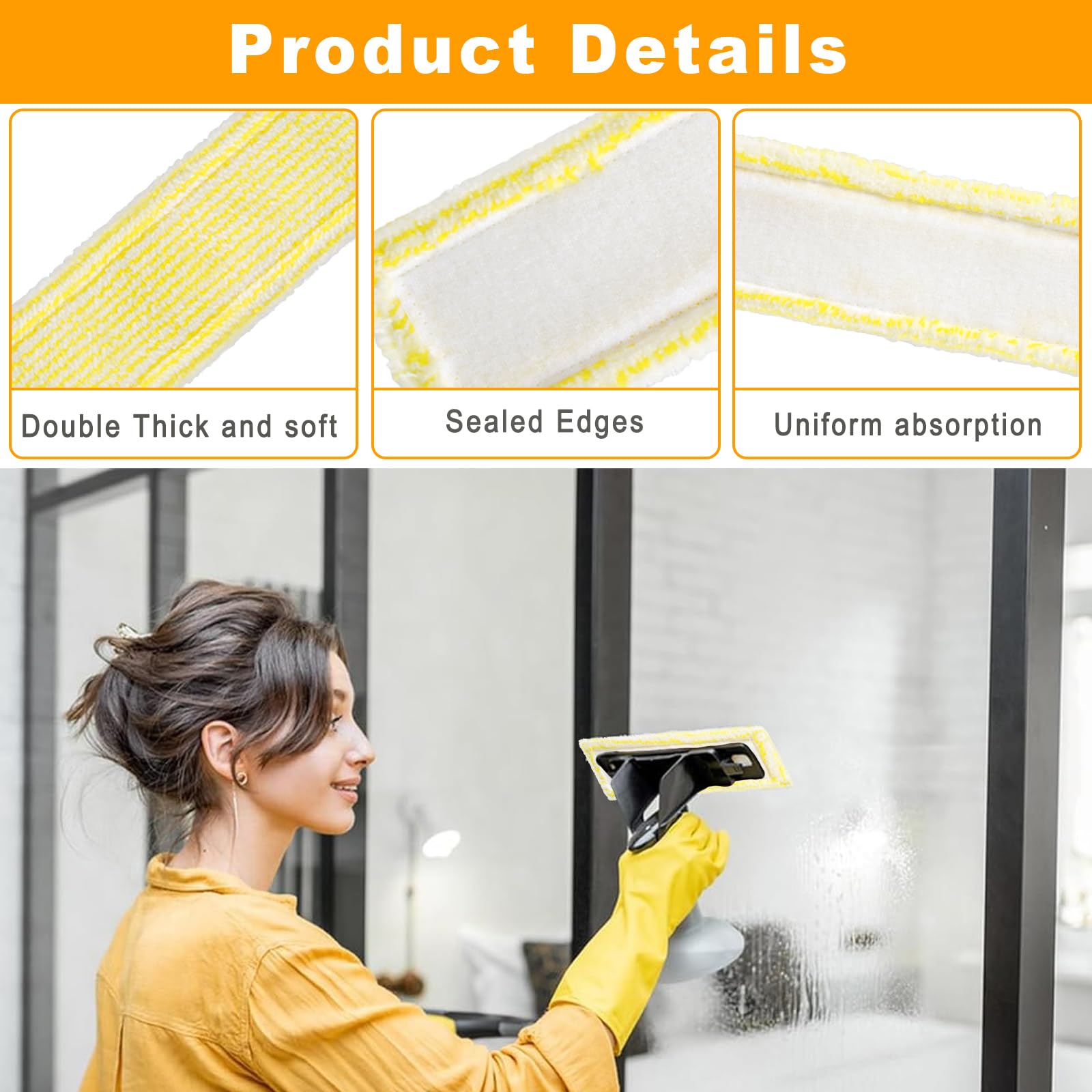 6 Stück Ersatzpads Für Kärcher Fenstersauger - Mikrofaser Wischbezug Für WV2, WV5, WV6