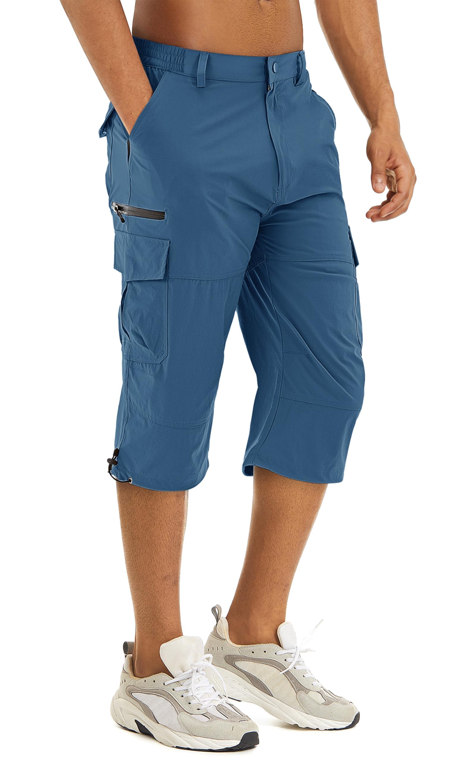 速乾 ショートパンツ メンズ 七分丈 夏 ブルーグレー 2XL