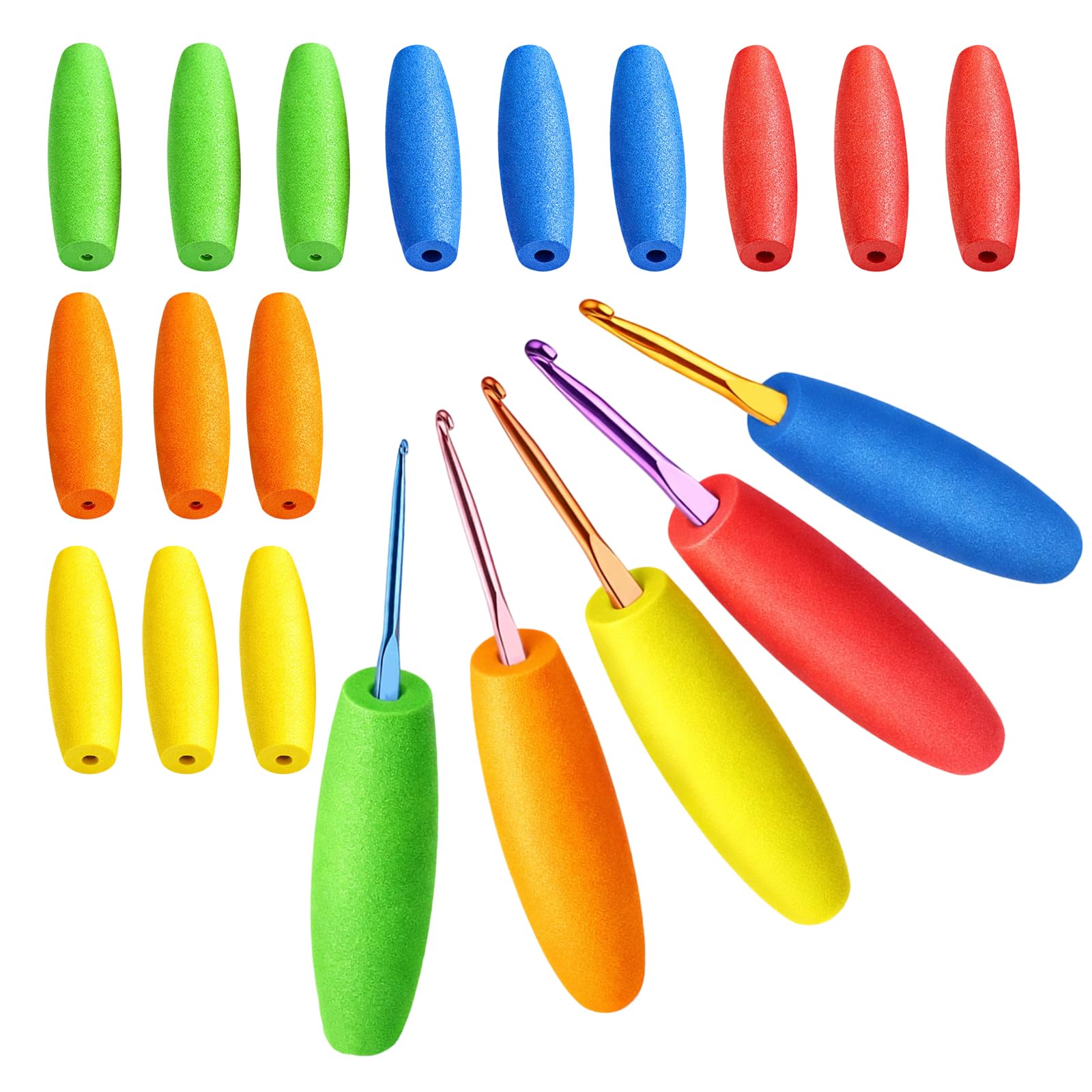 15-Piece Set with 5 Color Options, Crochet Hook Grips, Ergonomic Handle Covers for Crochet Hooks, Comfortable Grip Design, Soft Material for Handmade Crafts and Knitting Projects